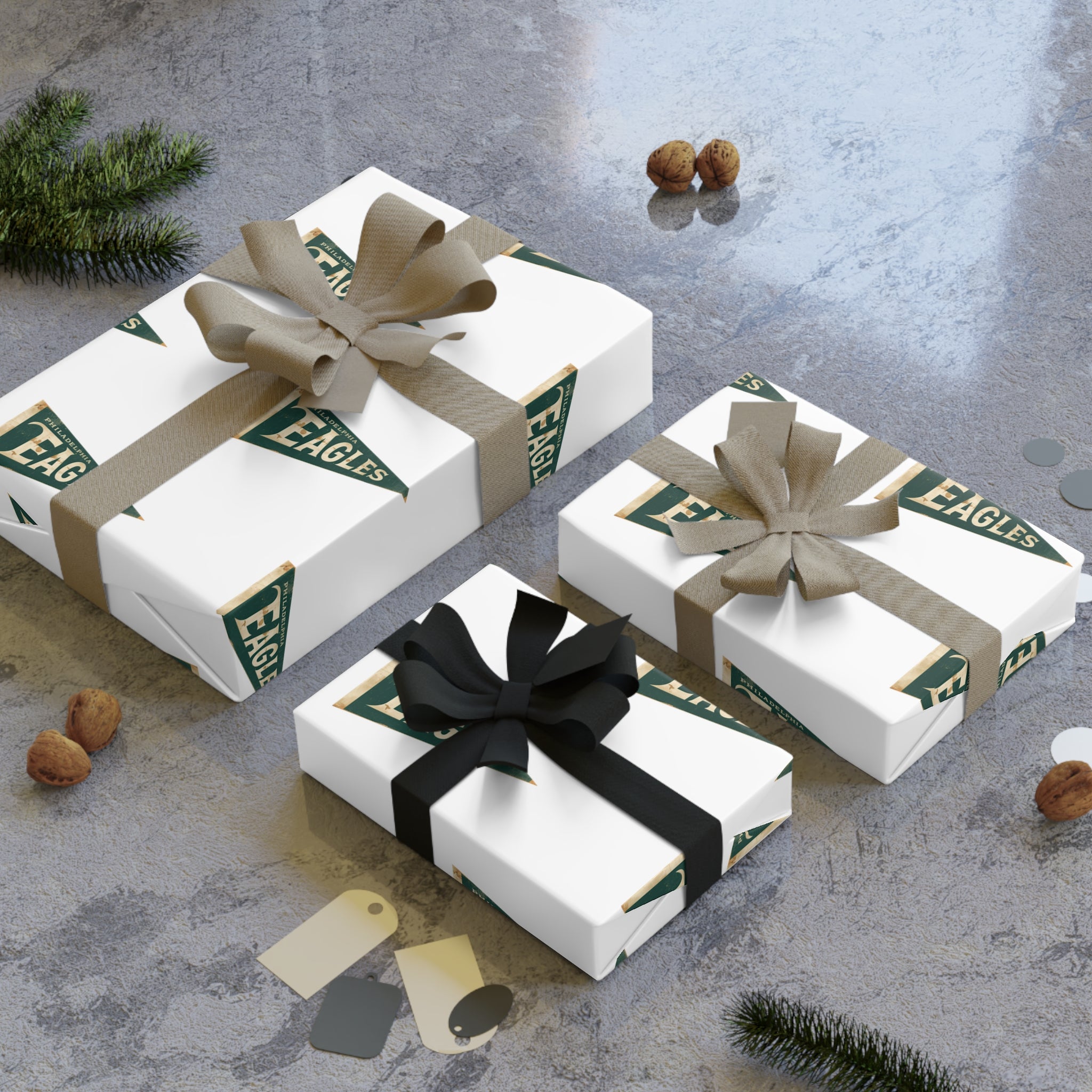 Eagle Vintage Pennant Pattern Gift Wrap Roll — School Spirit Wrapping Paper