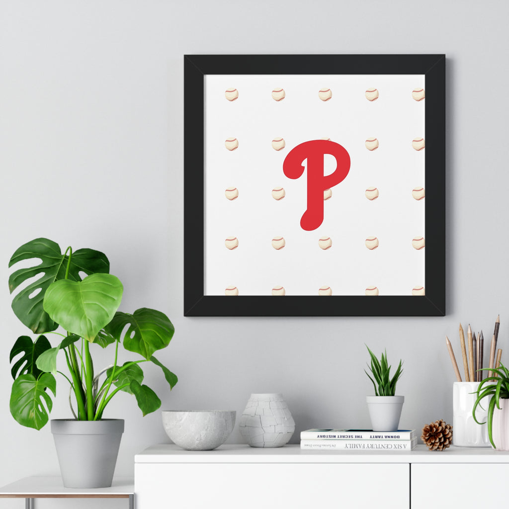 Philadelphia Phils  Framed Poster — Minimalist Red 'P' Wall Art