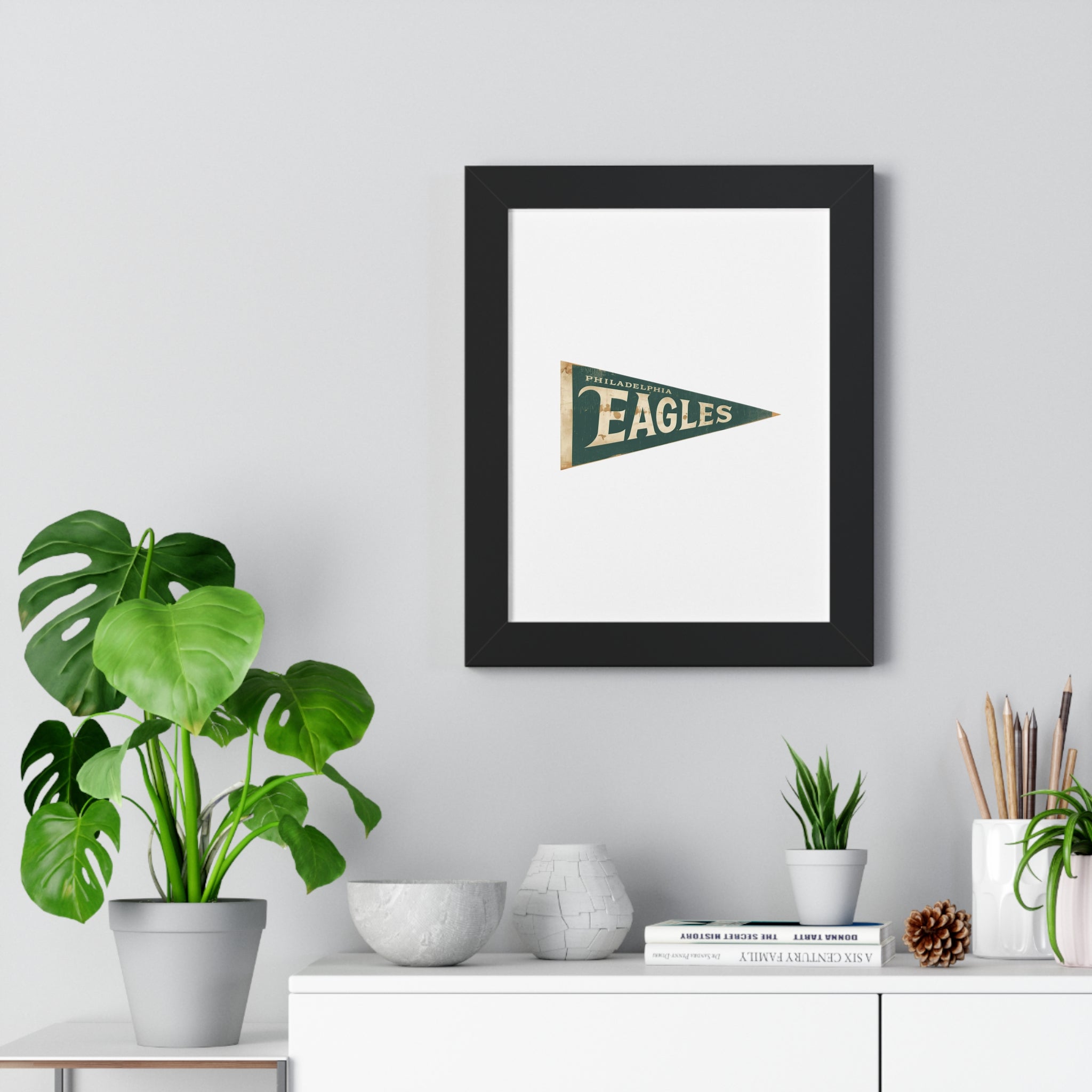 Philadelphia Birds Framed Poster — Vintage Philadelphia Eagles Pennant Wall Art