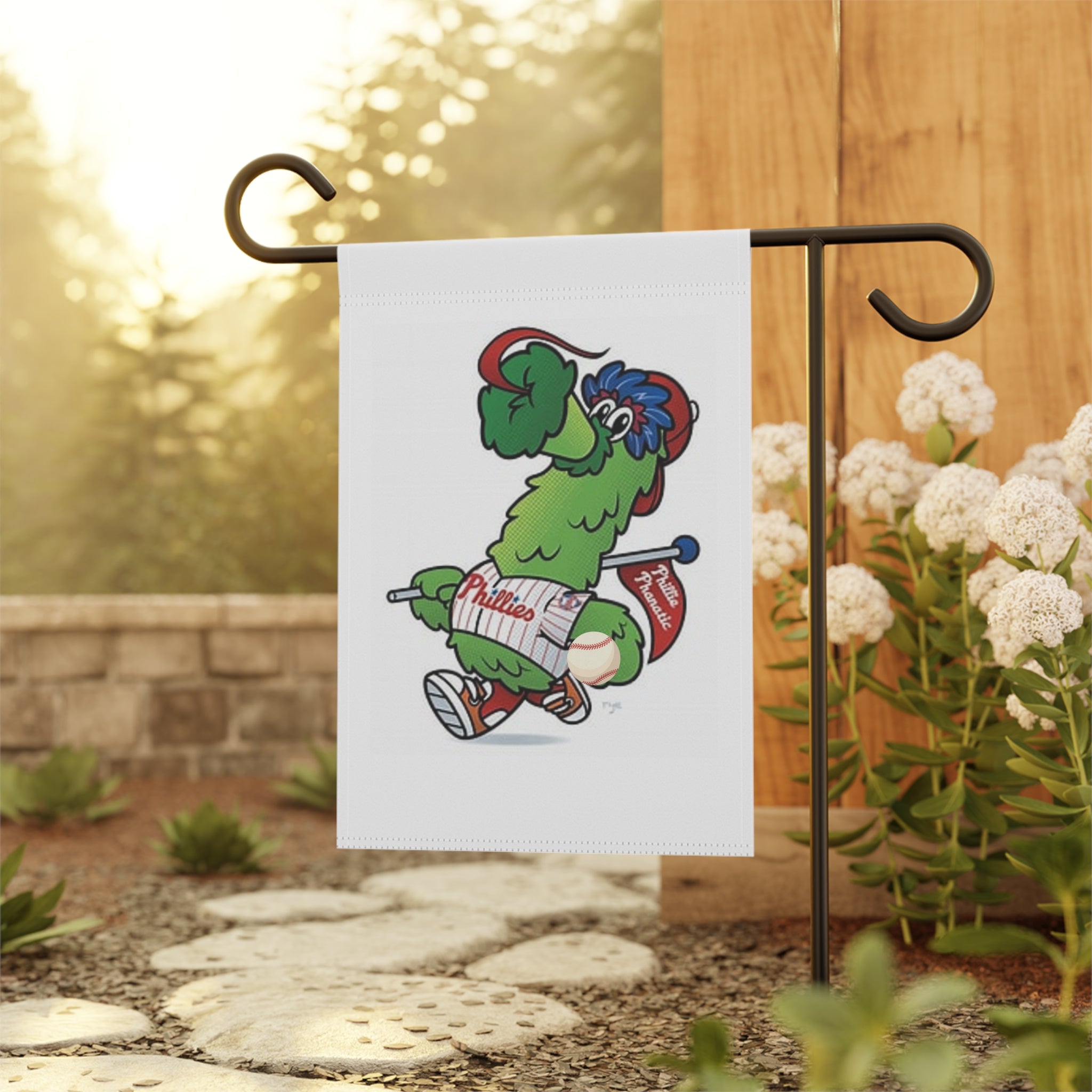 Phillies Mascot baseball Garden Flag - Playful Philly Phanatic Yard Banner