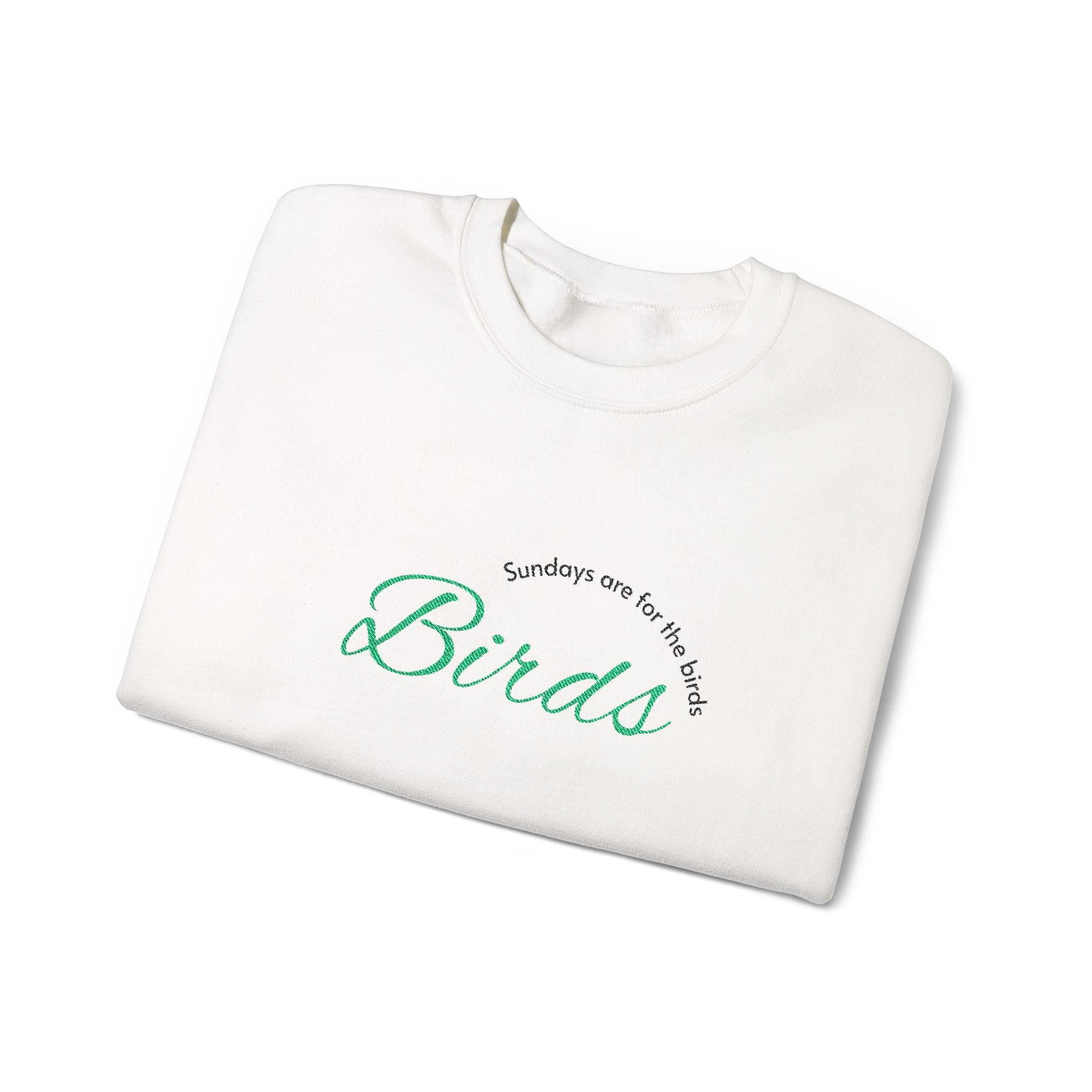 Birds Quote Crewneck Sweatshirt — 'Birds' Script Design, Cozy Nature-Inspired Pullover