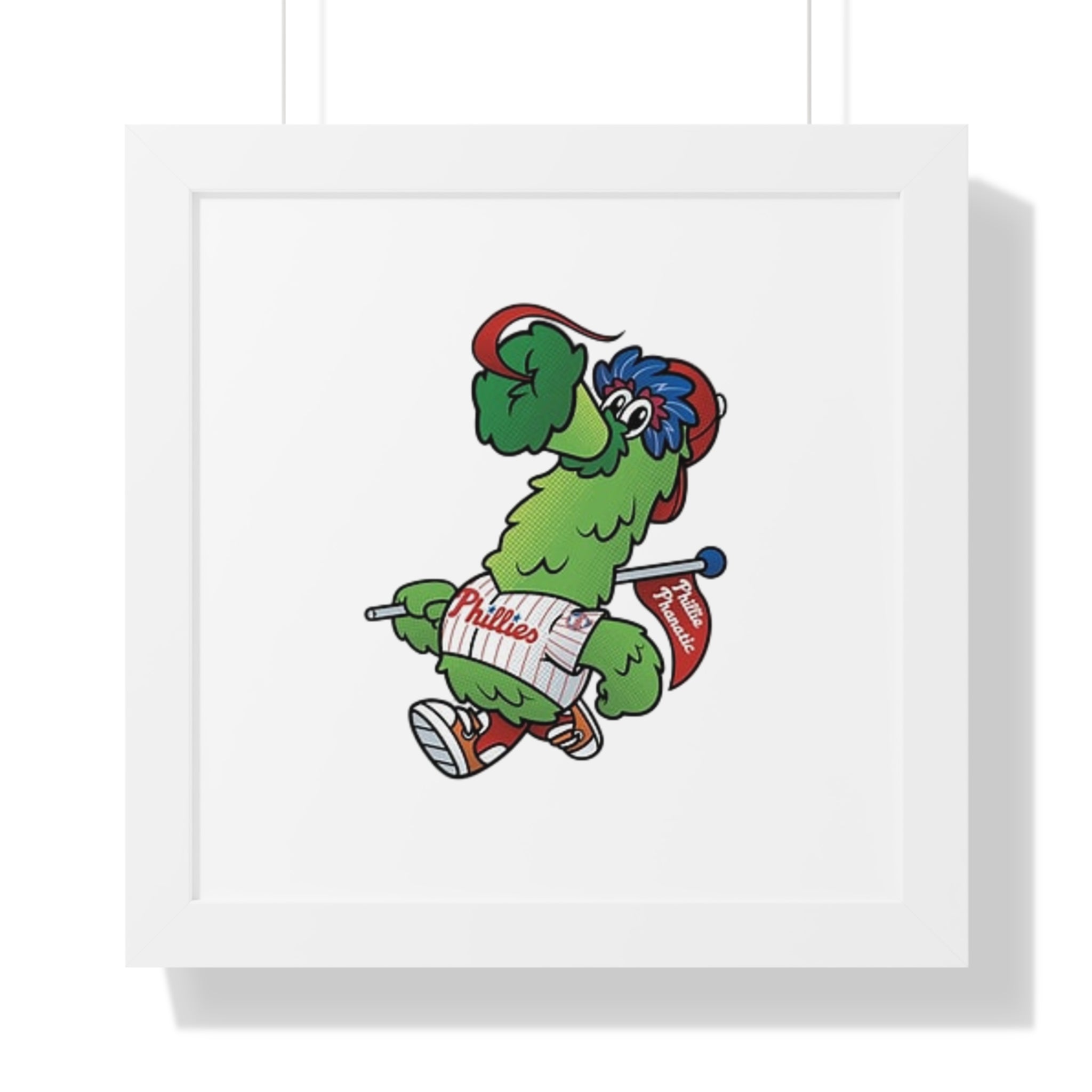 Philly fans Framed Poster — Playful Green Mascot Illustration (Vertical)