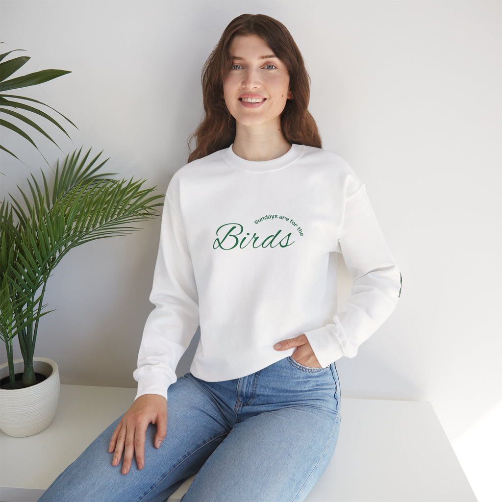 Birds Script Crewneck Sweatshirt — Minimal Nature-Inspired Pullover