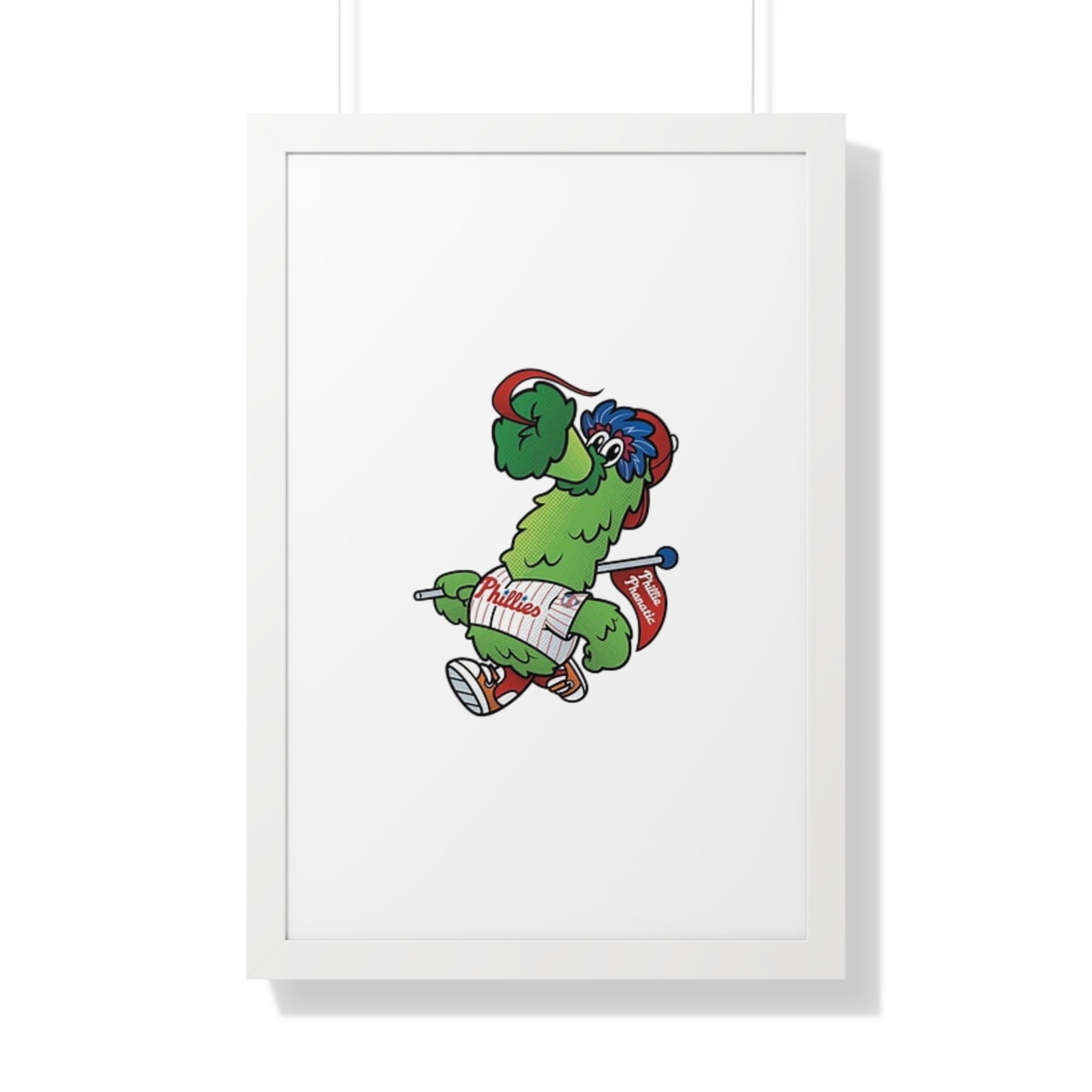 Philly fans Framed Poster — Playful Green Mascot Illustration (Vertical)