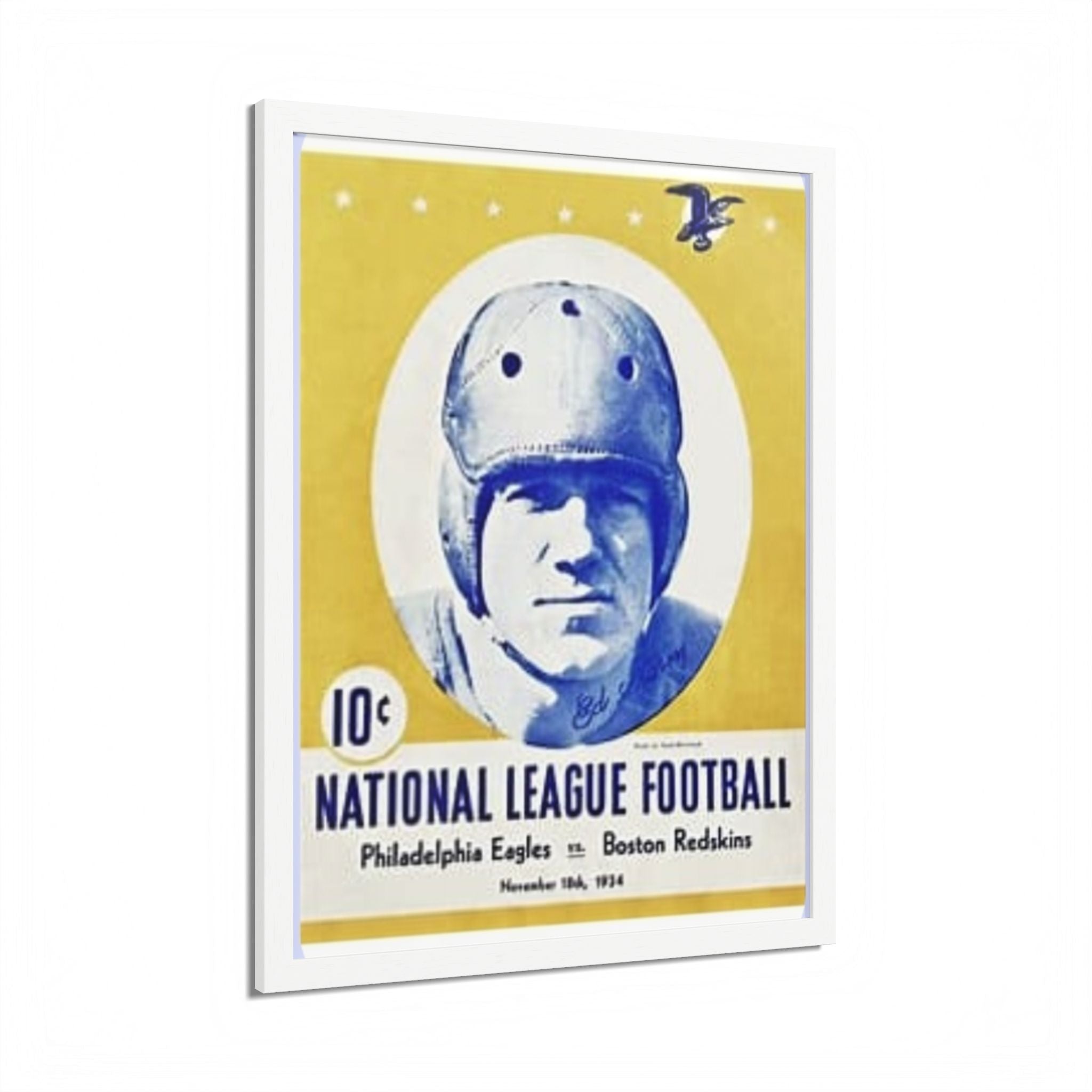 Vintage 1934 National League Football Framed Poster – Philadelphia Eagles vs. Boston Redskins