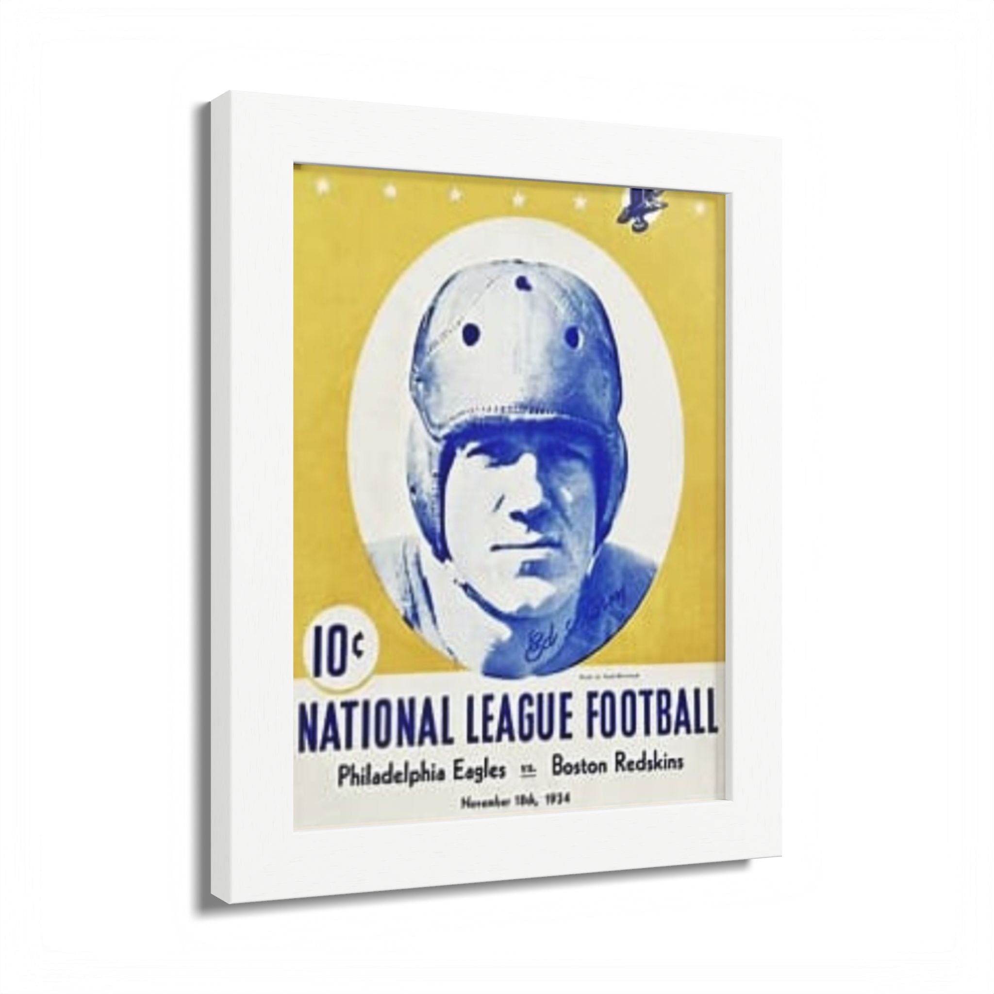 Vintage 1934 National League Football Framed Poster – Philadelphia Eagles vs. Boston Redskins