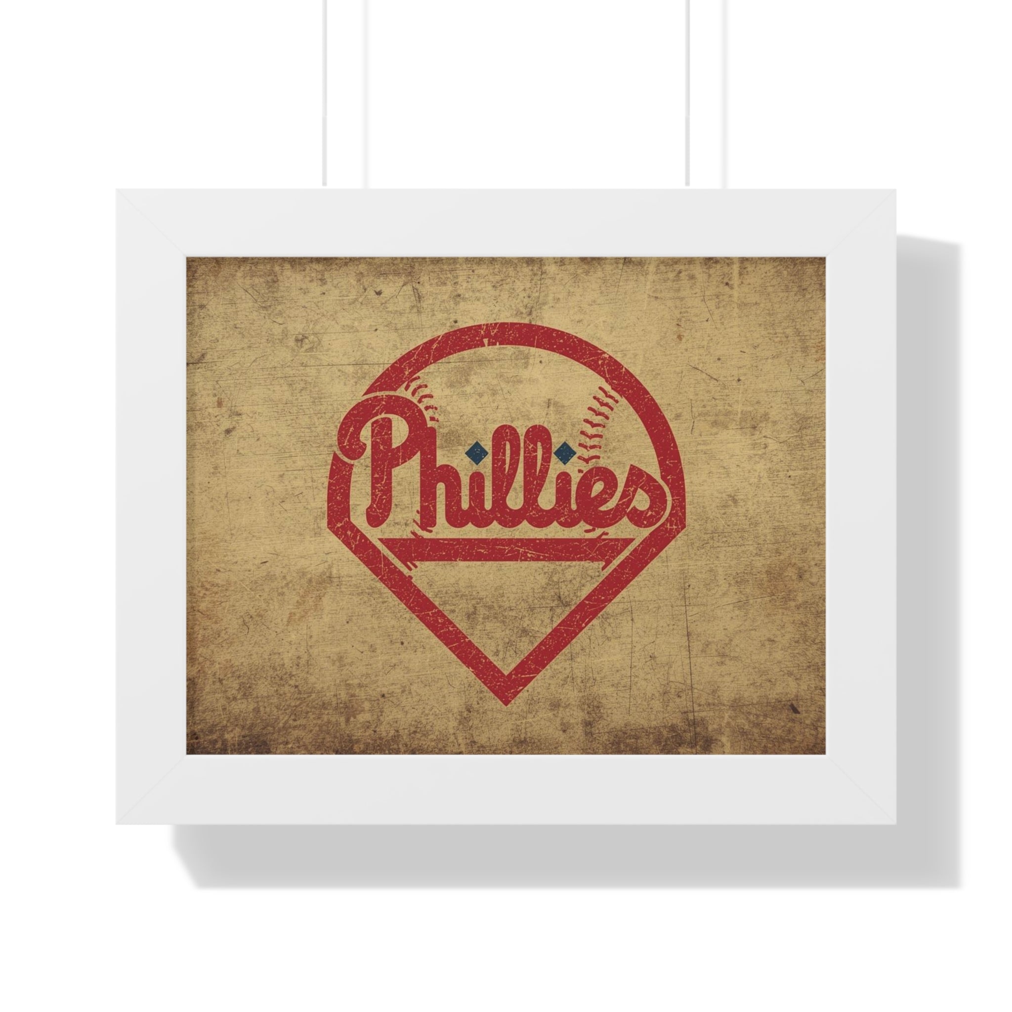 Phils Vintage Framed Poster — Retro Baseball Home Plate Wall Art