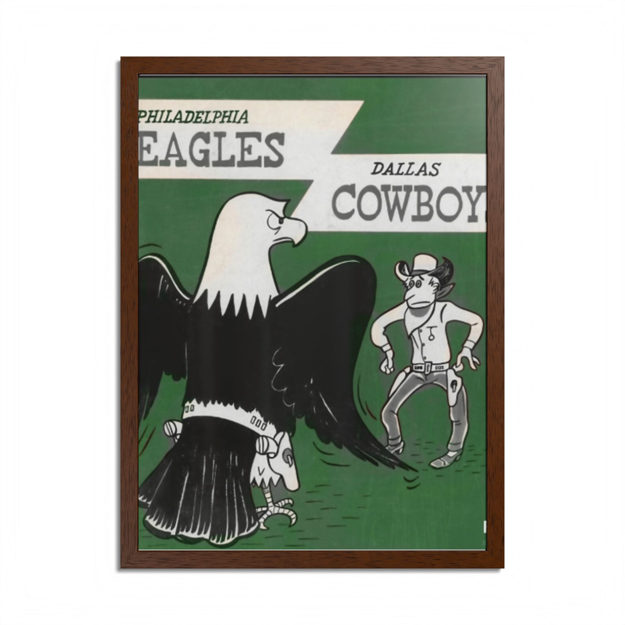Vintage Eagles Dallas Framed Poster — Vintage Philadelphia Eagles vs Dallas Cowboys Game Art