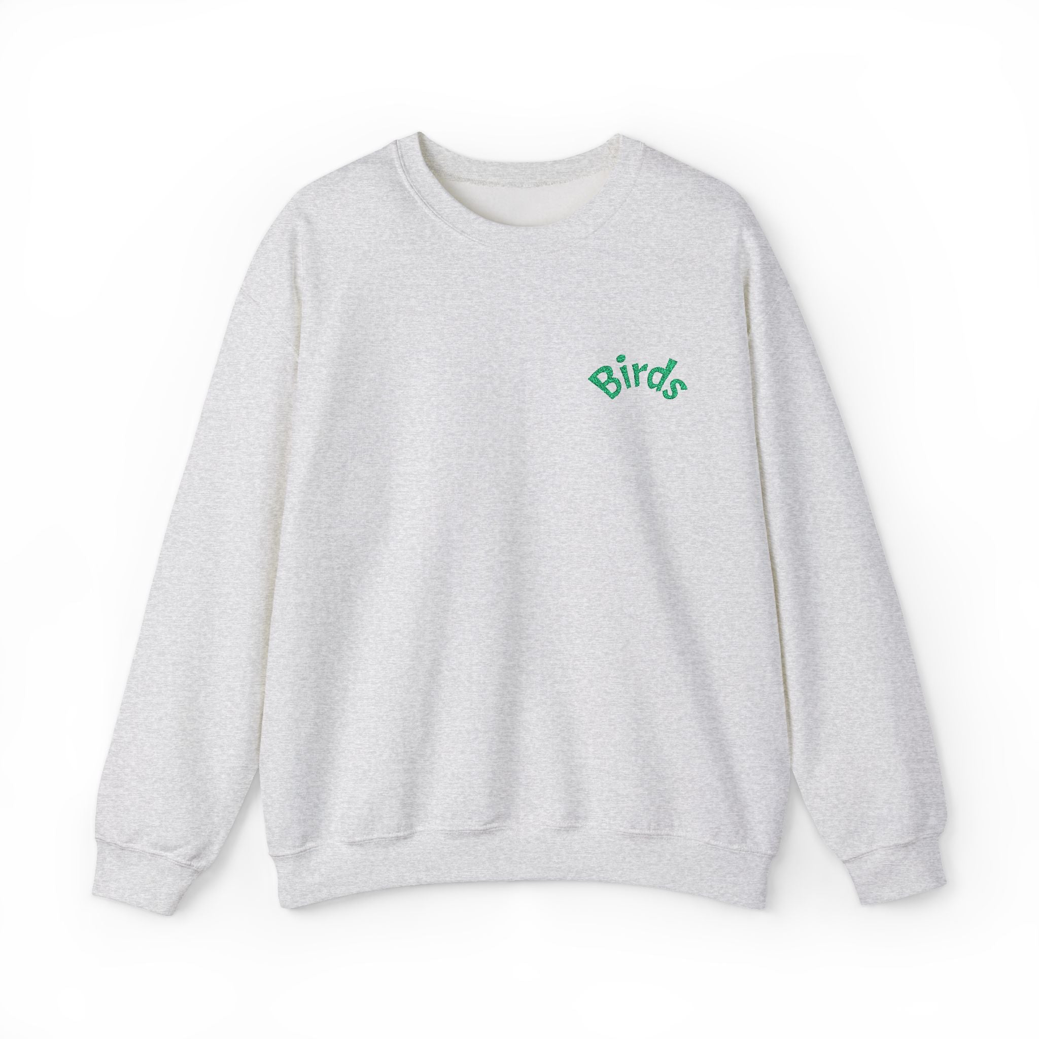 Birds Crewneck Sweatshirt — Minimal Green Chest Logo