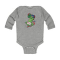Baby Phillies Bodysuit — Cute Skateboarding Dinosaur Graphic Infant Long Sleeve Onesie