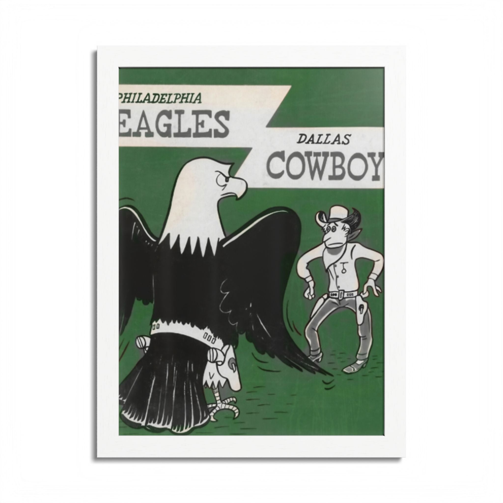 Vintage Eagles Dallas Framed Poster — Vintage Philadelphia Eagles vs Dallas Cowboys Game Art