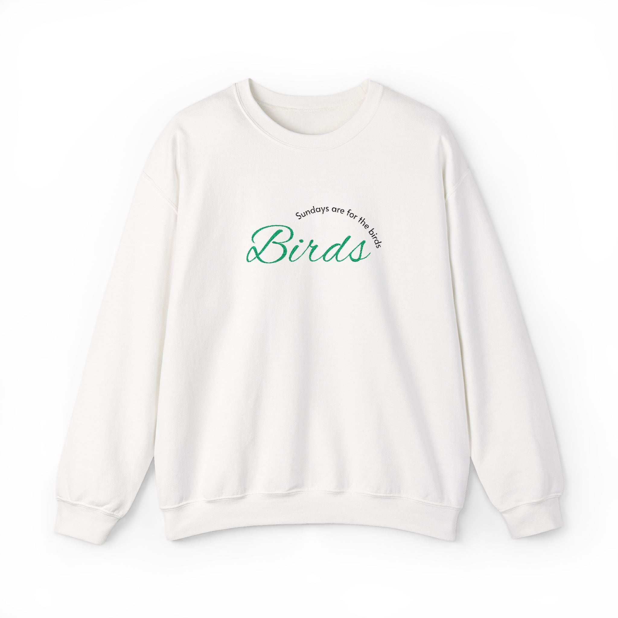 Birds Quote Crewneck Sweatshirt — 'Birds' Script Design, Cozy Nature-Inspired Pullover