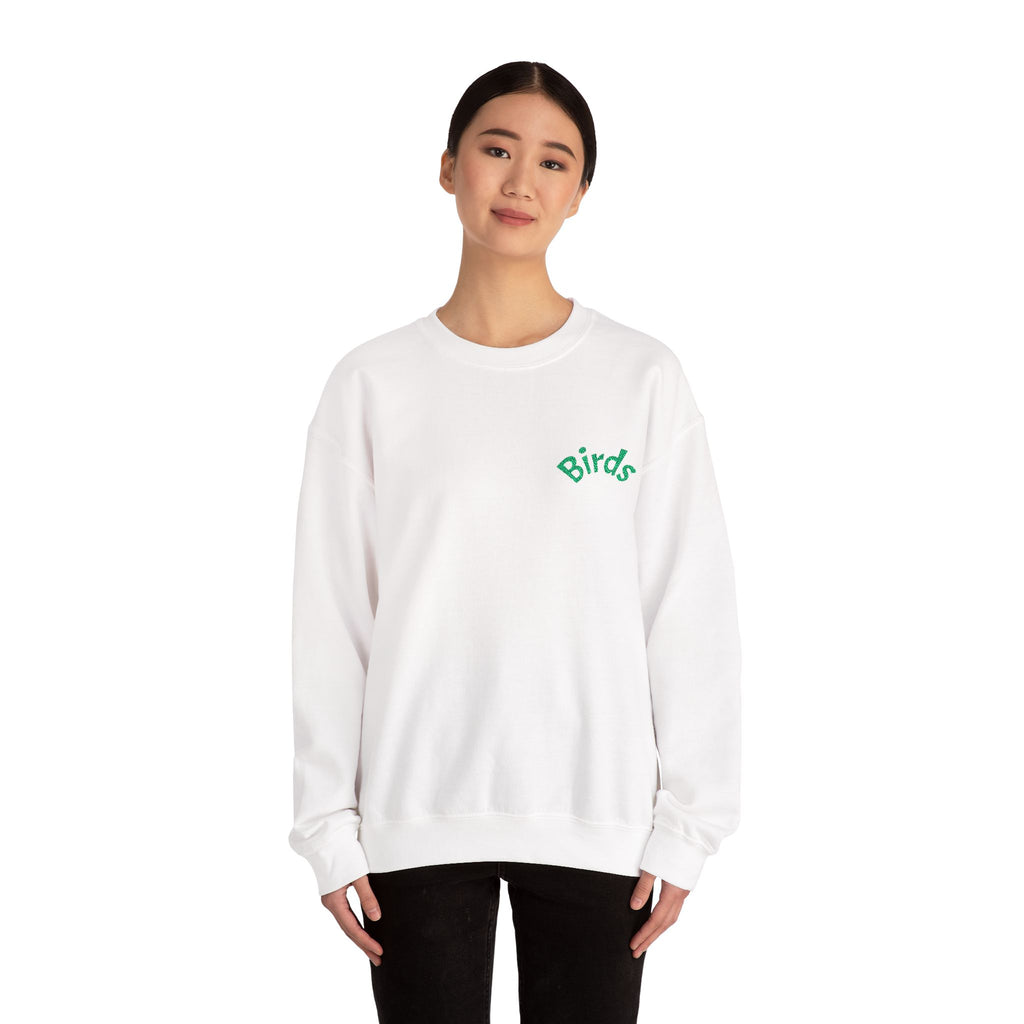 Birds Crewneck Sweatshirt — Minimal Green Chest Logo