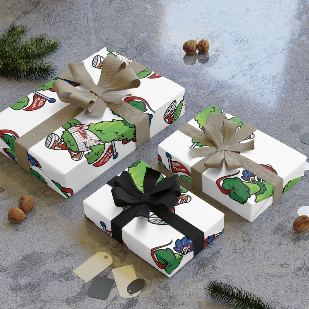Phillies Phanatic Wrapping Paper Roll — Holiday Gift Wrap with 'Naughty' Grinch Pattern
