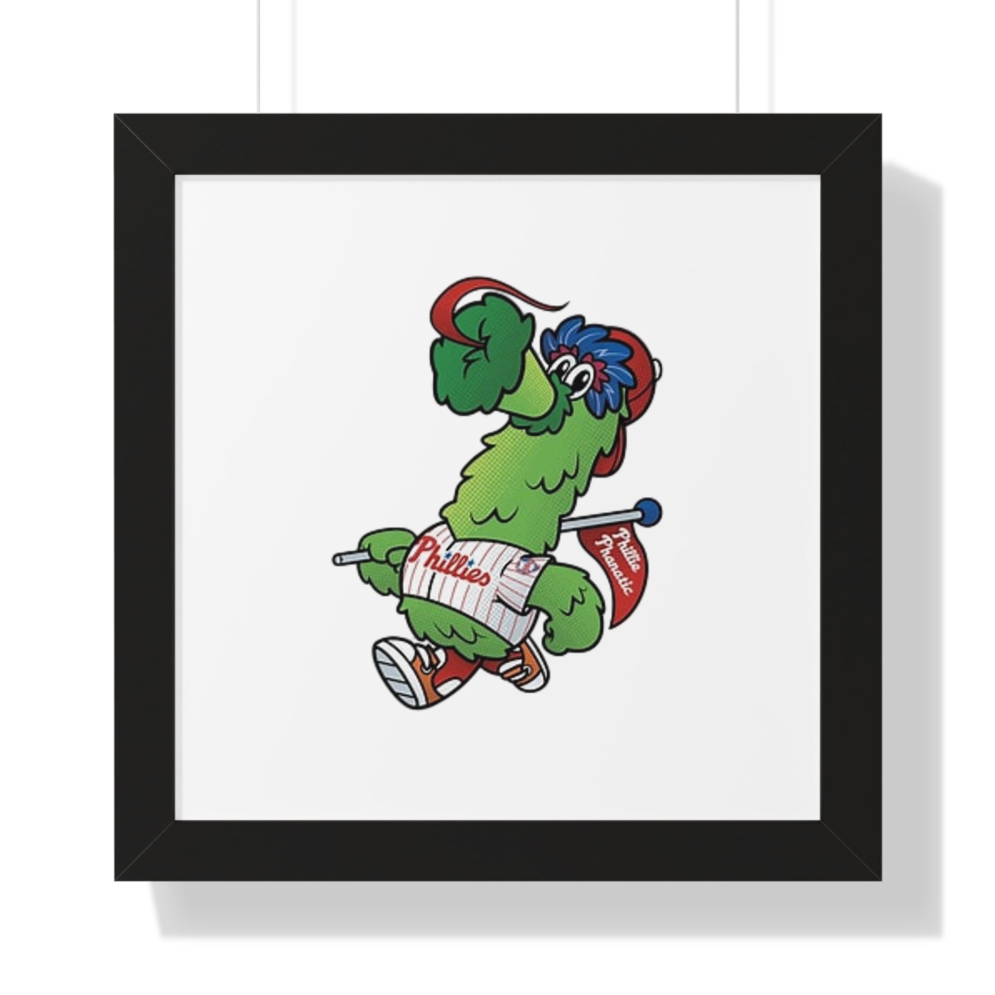 Philly fans Framed Poster — Playful Green Mascot Illustration (Vertical)