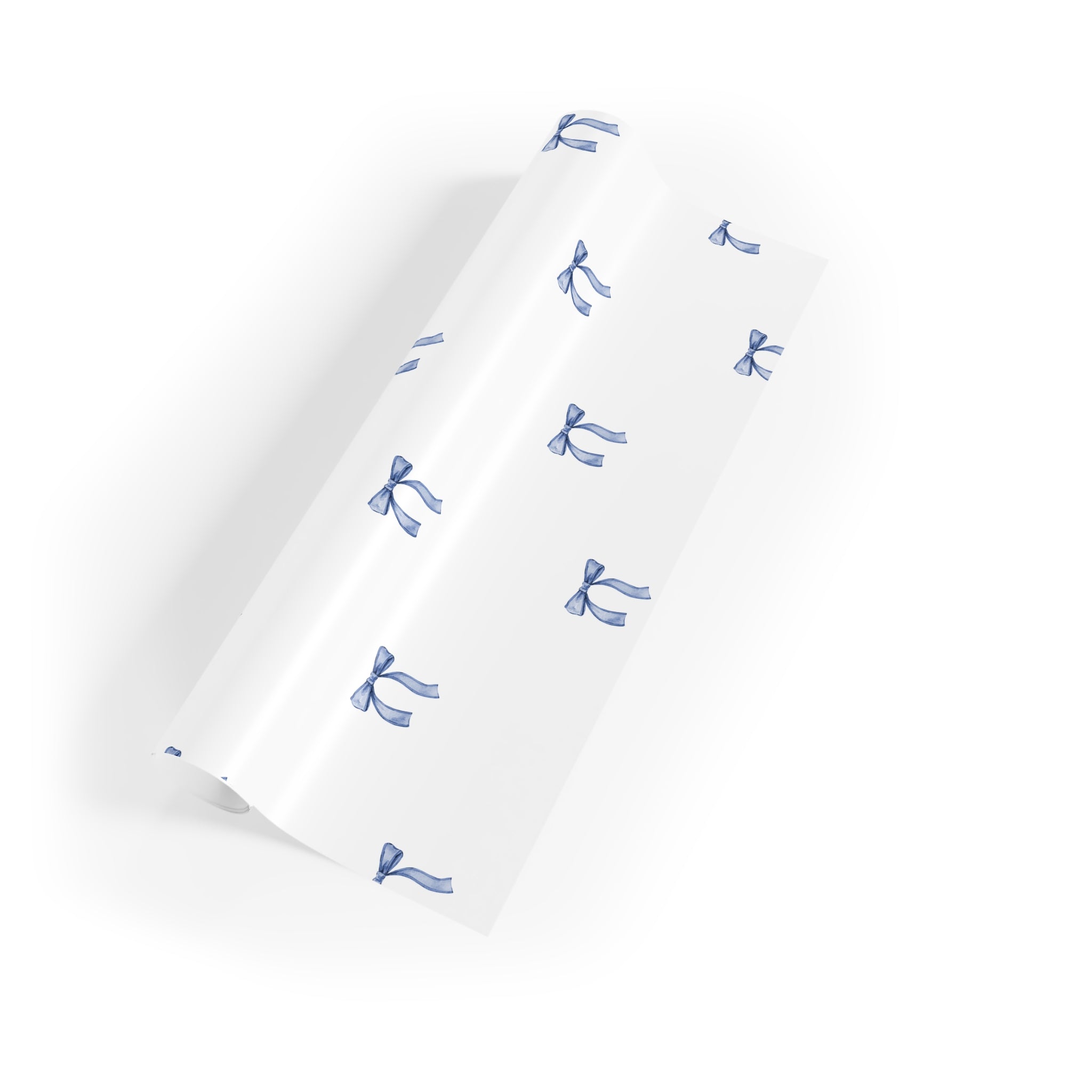 Blue Bow Gift Wrapping Paper Roll — Elegant Minimalist Present Wrap