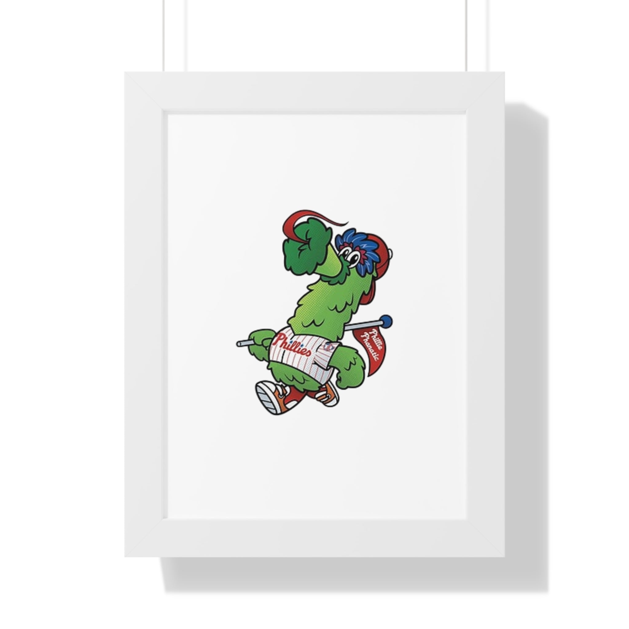 Philly fans Framed Poster — Playful Green Mascot Illustration (Vertical)