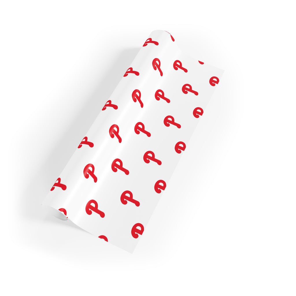 Phils Wrapping Paper Roll — Red Script “P” Pattern Gift Wrap
