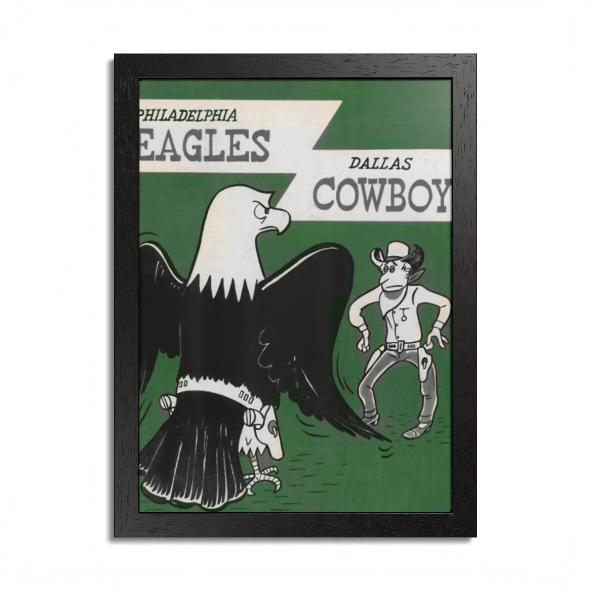 Vintage Eagles Dallas Framed Poster — Vintage Philadelphia Eagles vs Dallas Cowboys Game Art