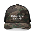 Camouflage Trucker Hat — Embroidered "Dallas Sucks Go Birds" Cap