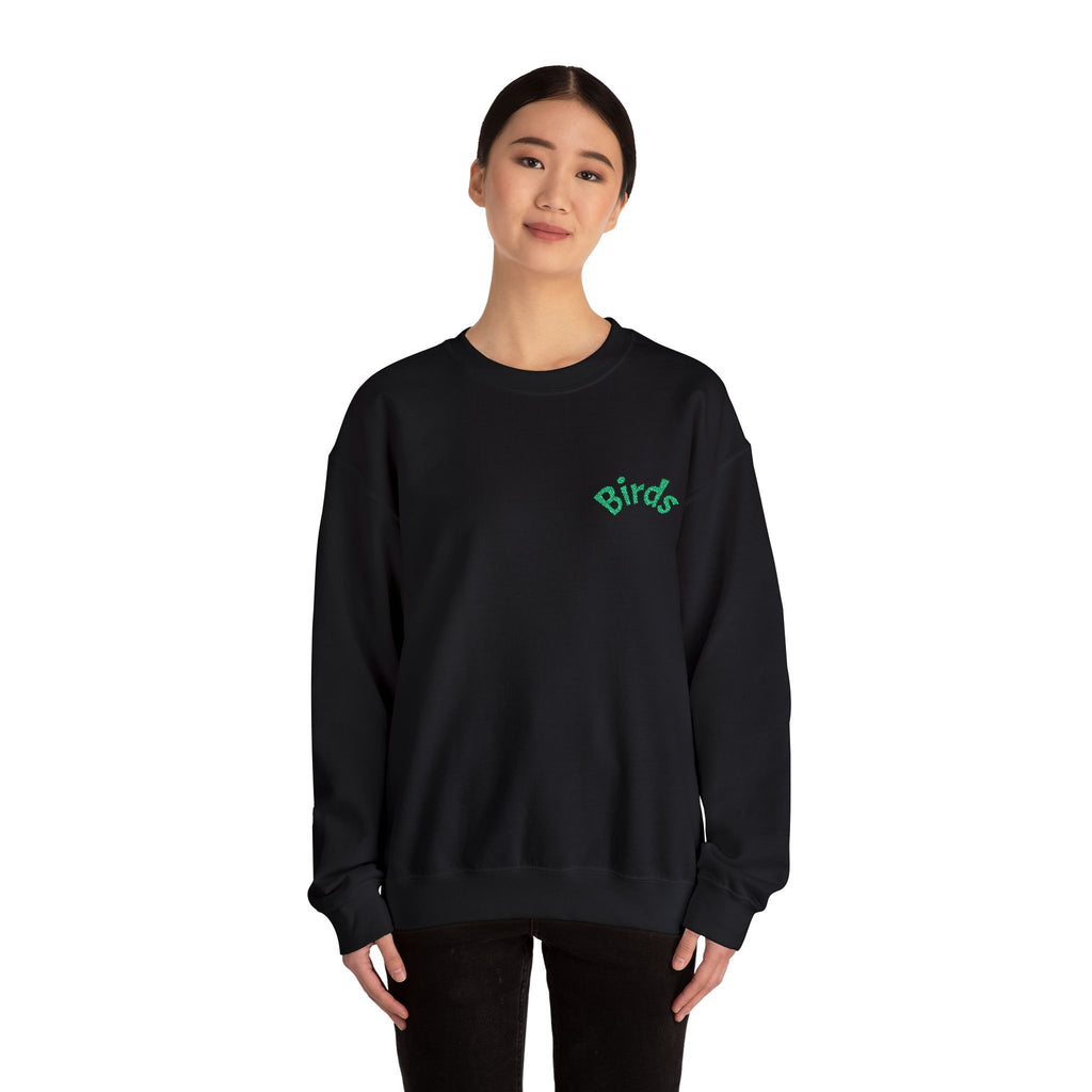 Birds Crewneck Sweatshirt — Minimal Green Chest Logo