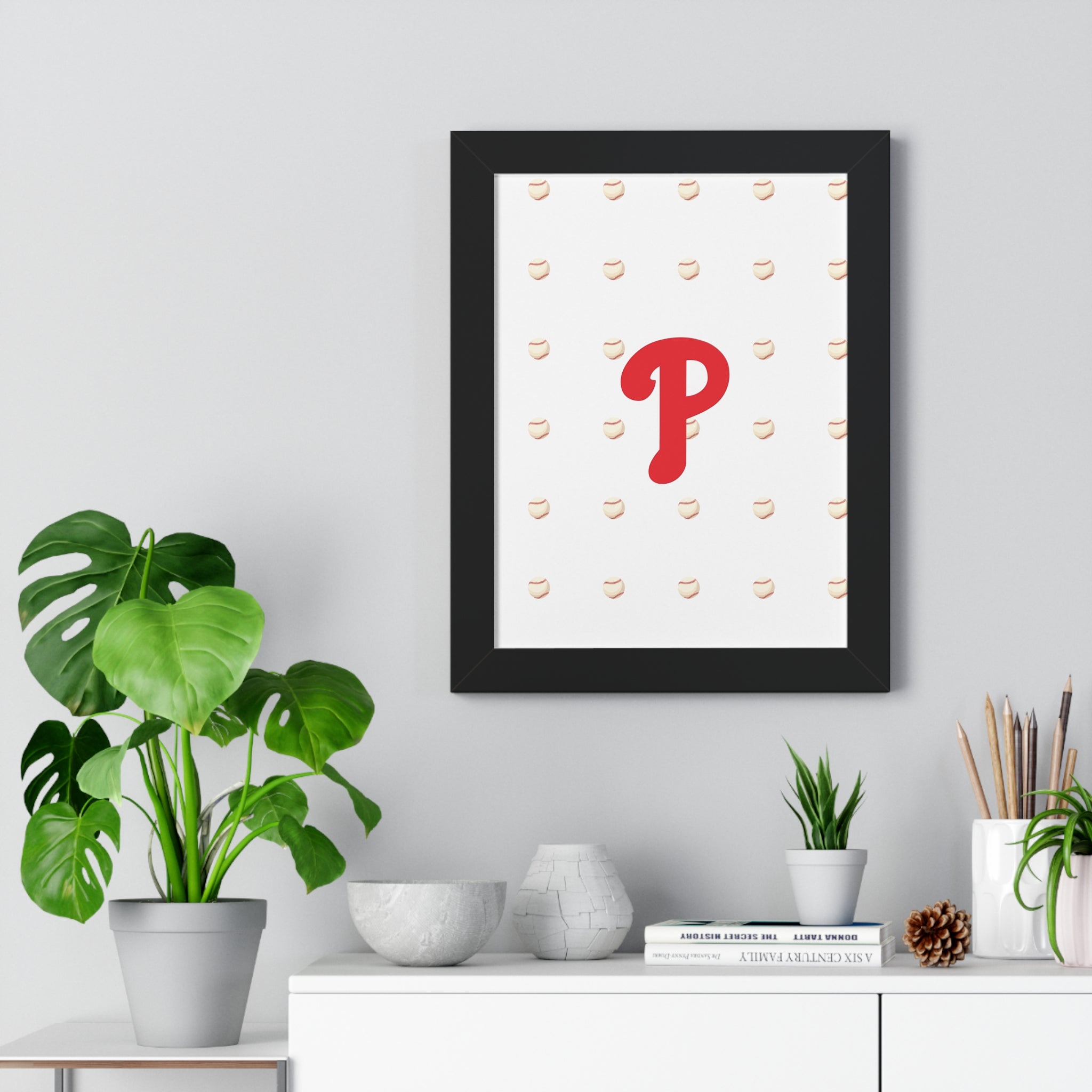 Philadelphia Phils  Framed Poster — Minimalist Red 'P' Wall Art