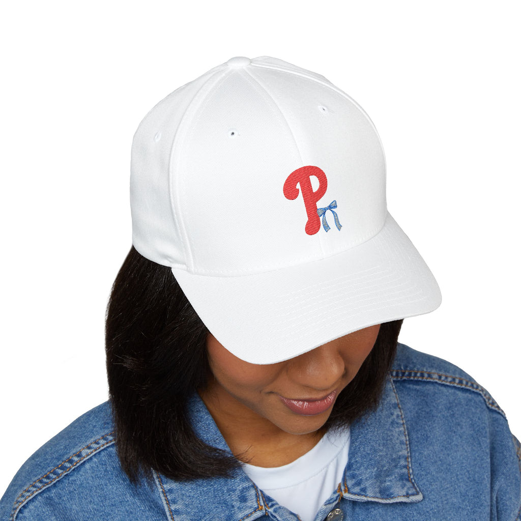 Embroidered Phils with bow Baseball Cap – Red & Blue Sparkle Stitch Cap