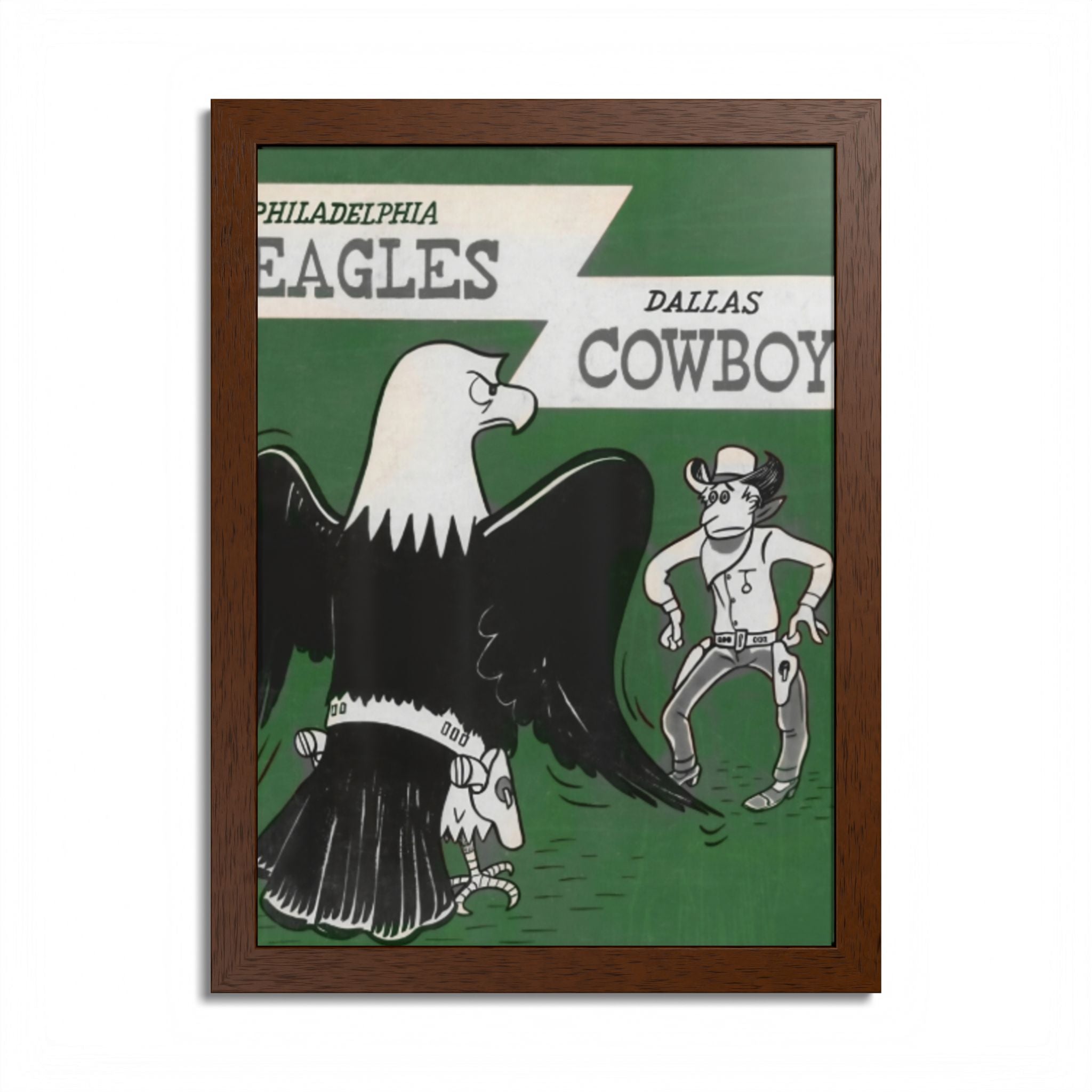 Vintage Eagles Dallas Framed Poster — Vintage Philadelphia Eagles vs Dallas Cowboys Game Art
