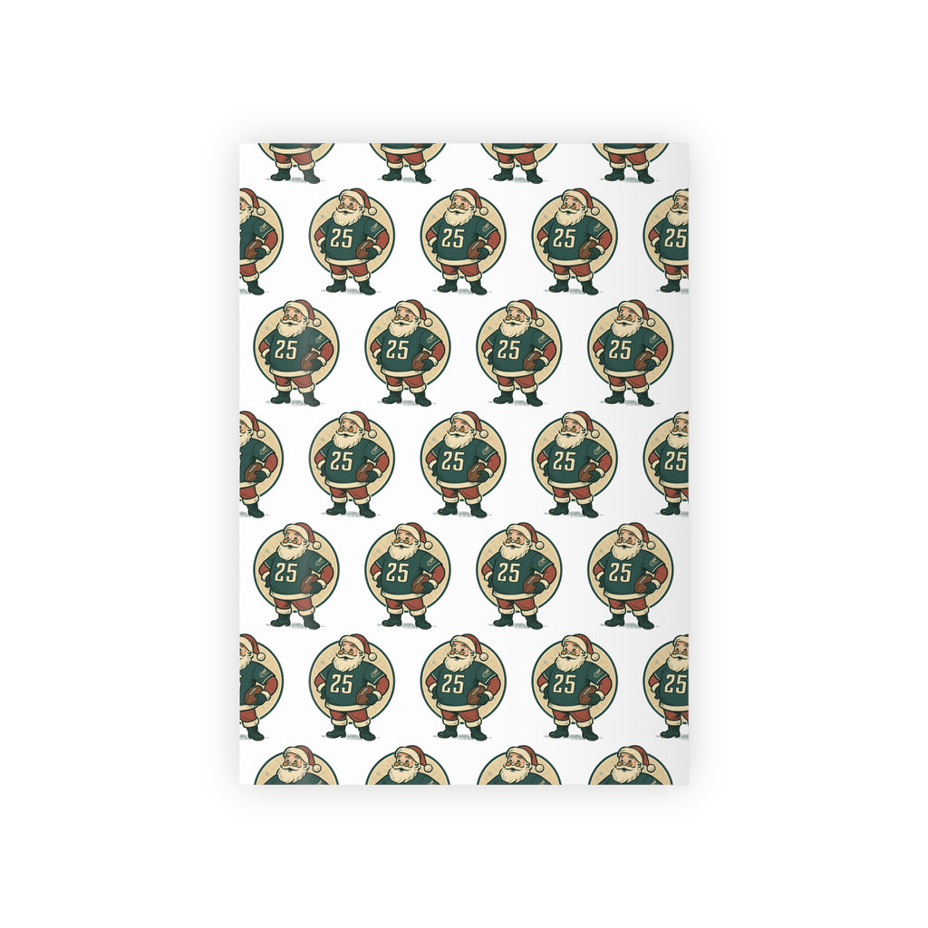 Santa Football Player Gift Wrap Roll — Retro Sports Christmas Wrapping Paper