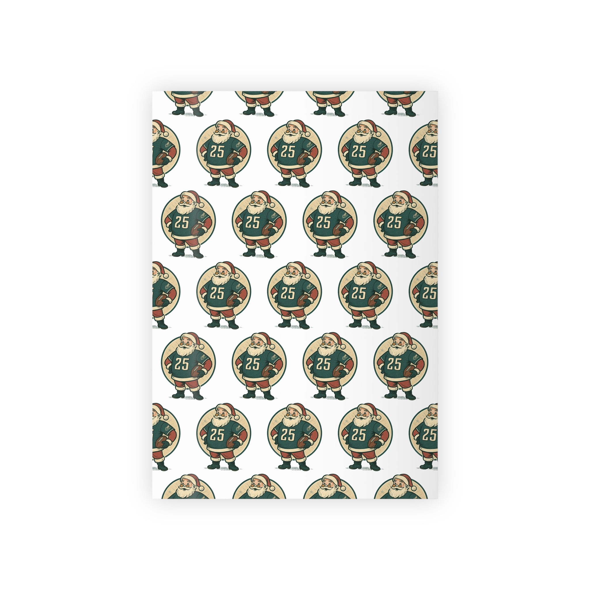 Santa Football Player Gift Wrap Roll — Retro Sports Christmas Wrapping Paper