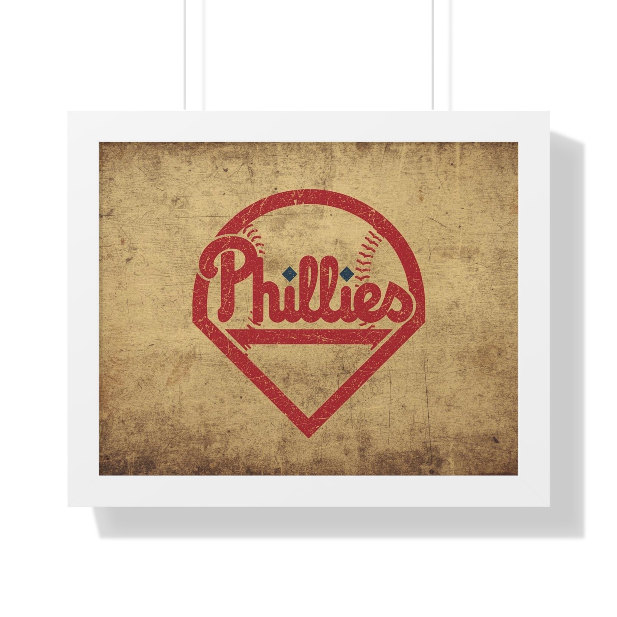 Phils Vintage Framed Poster — Retro Baseball Home Plate Wall Art