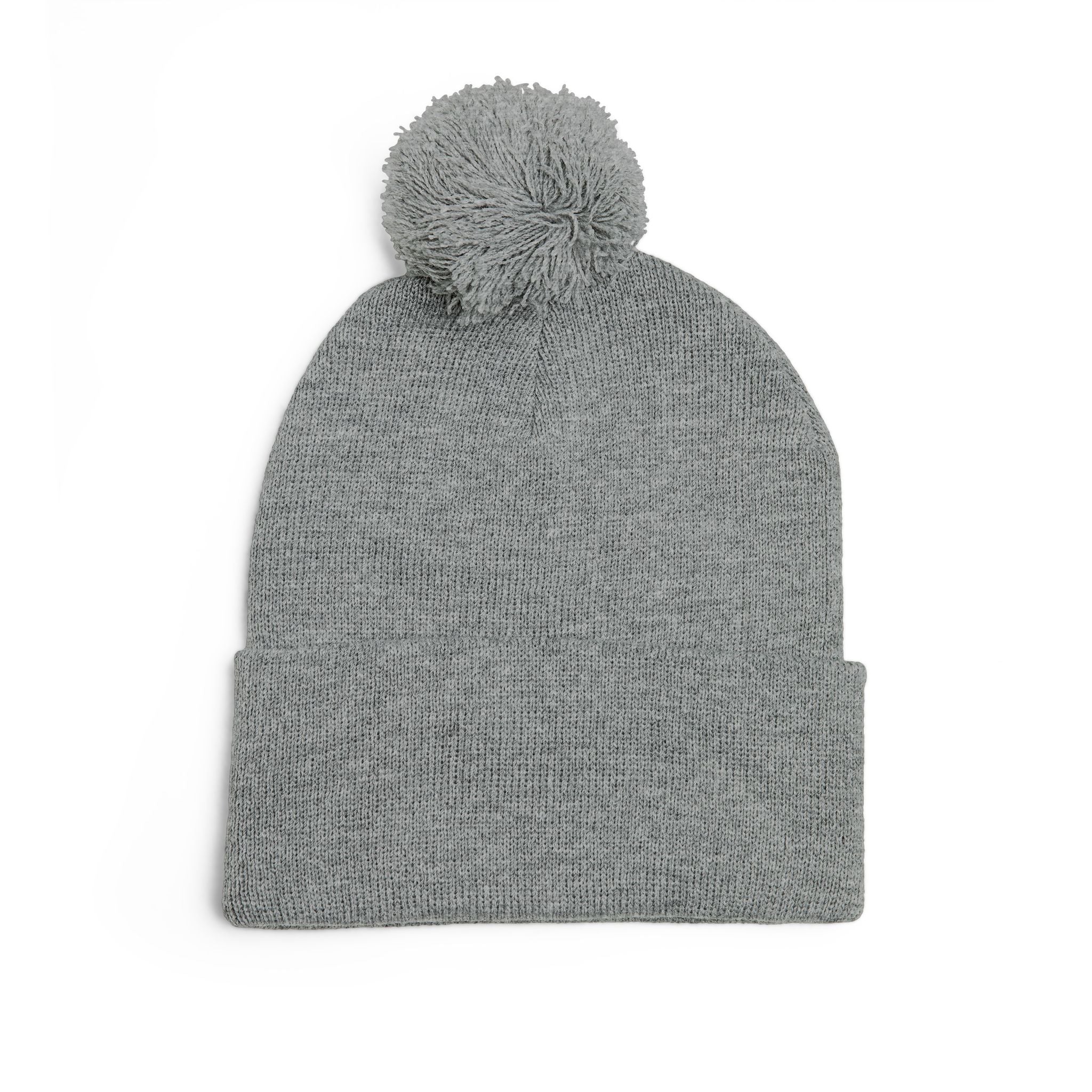 PHL Embroidered Pom-Pom Knit Cap — Cozy Gray Beanie for Sports Fans & Winter Wear