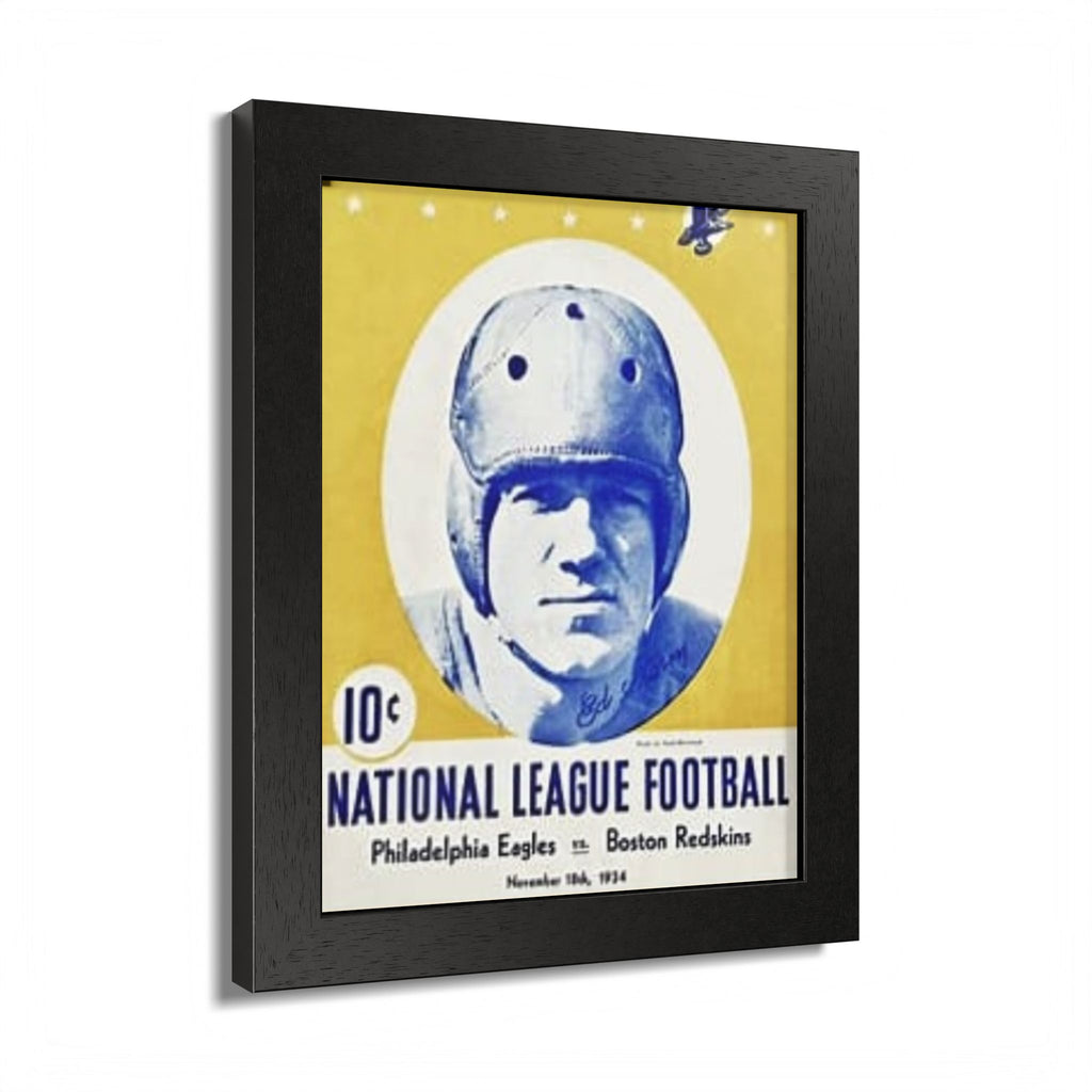 Vintage 1934 National League Football Framed Poster – Philadelphia Eagles vs. Boston Redskins