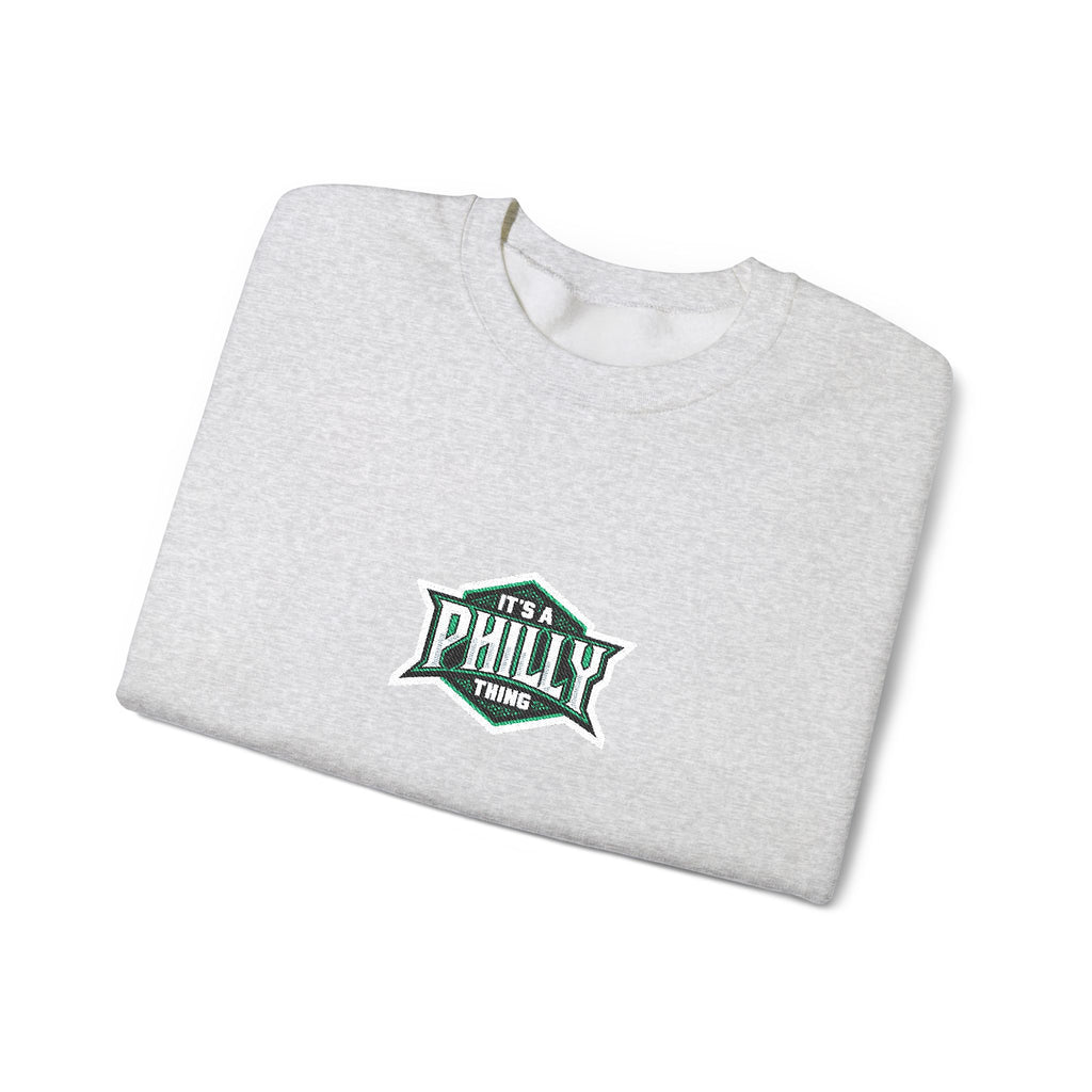 Crewneck Sweatshirt — 'Philly' Vintage Badge Logo, Retro Philadelphia Pride Pullover