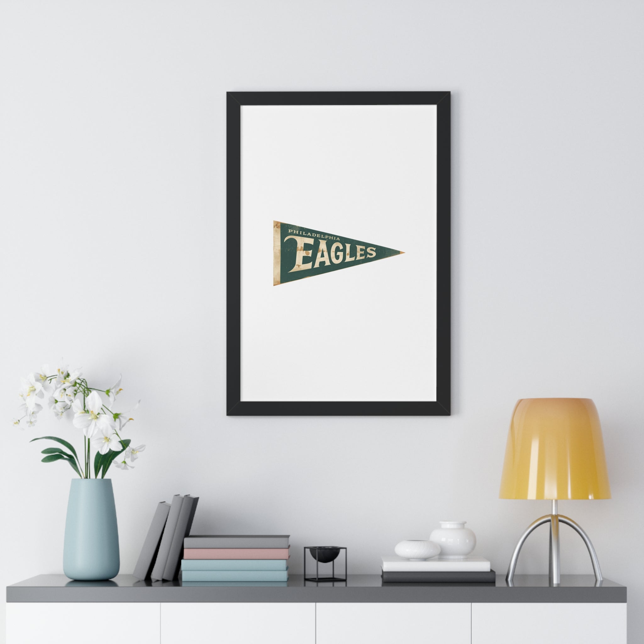 Philadelphia Birds Framed Poster — Vintage Philadelphia Eagles Pennant Wall Art