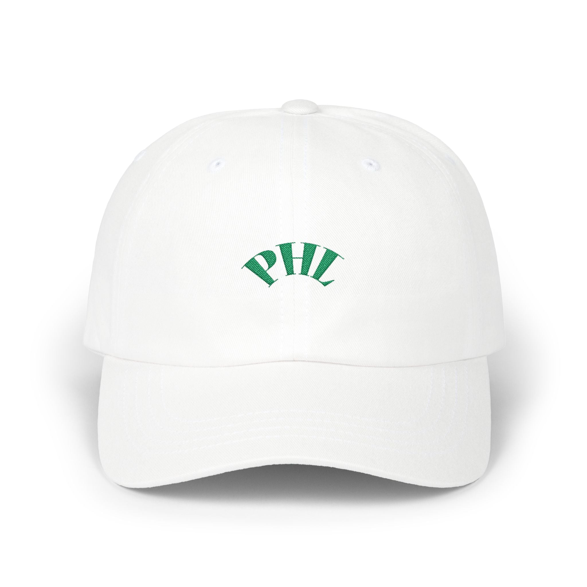 Phil Embroidered Dad Cap — Classic White Baseball Hat
