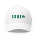 BIRDS Embroidered Baseball Cap — Classic Green Script Closed-Back Hat
