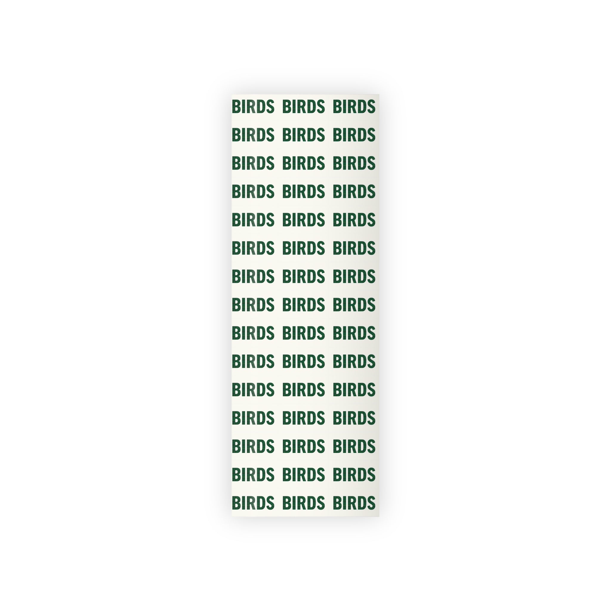 Birds Pattern Wrapping Paper Roll — Green "BIRDS" Typography Gift Wrap