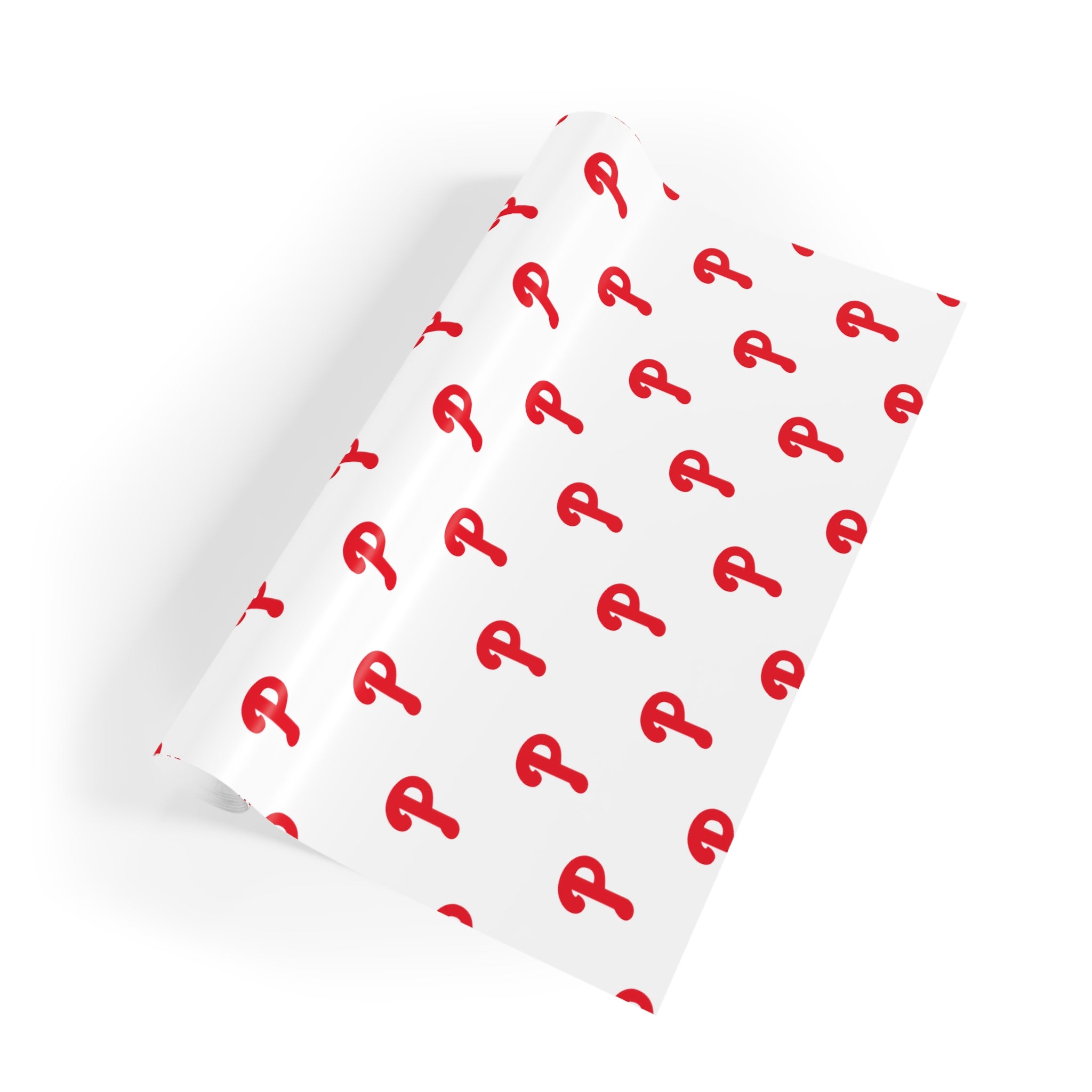 Phils Wrapping Paper Roll — Red Script “P” Pattern Gift Wrap