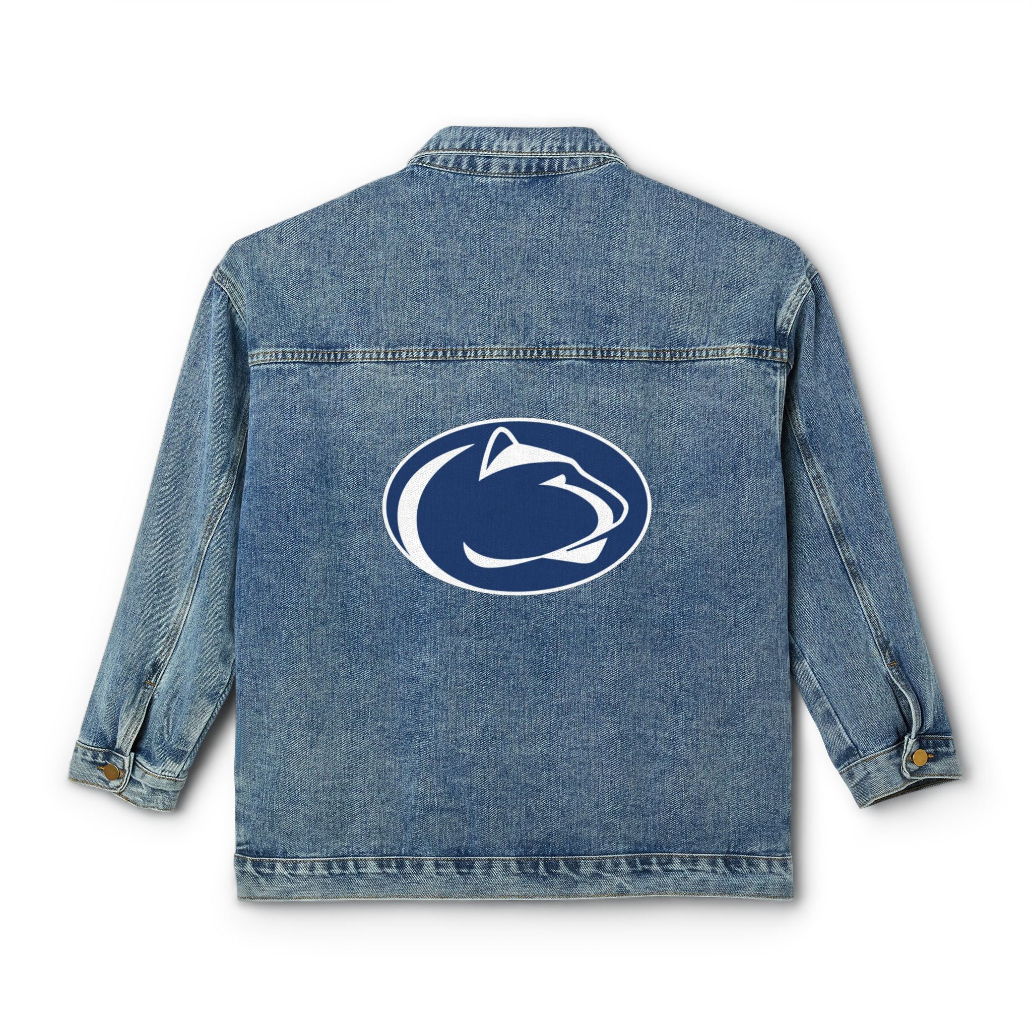 Women's Denim Jacket with Penn State Nittany Lion Logo — Casual Vintage College Jacket