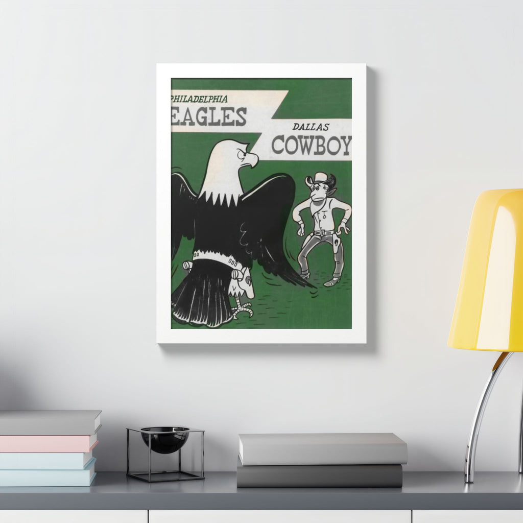 Vintage Eagles Dallas Framed Poster — Vintage Philadelphia Eagles vs Dallas Cowboys Game Art