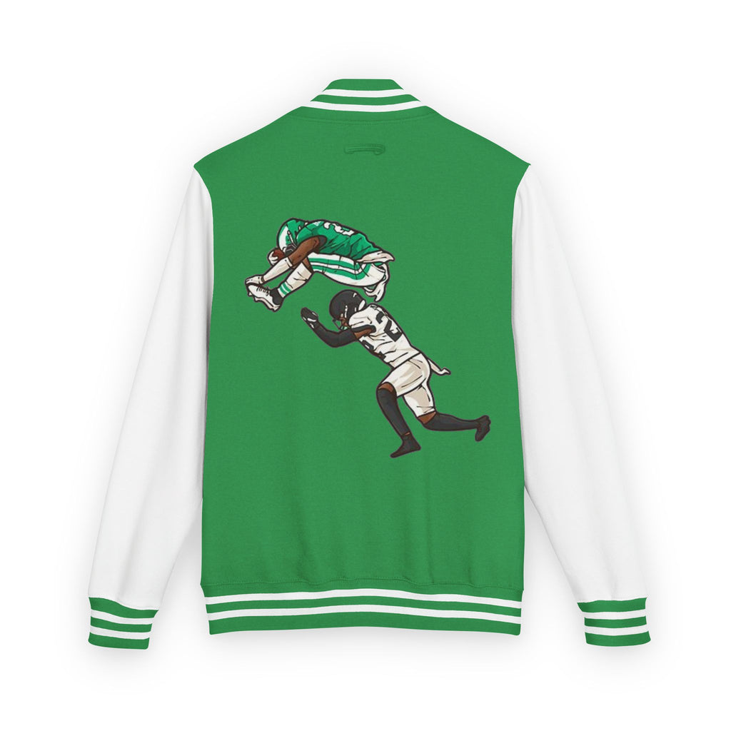 Birds Letterman Jacket — Football Mascot Helmet Carrying Player Embroidered Bomber