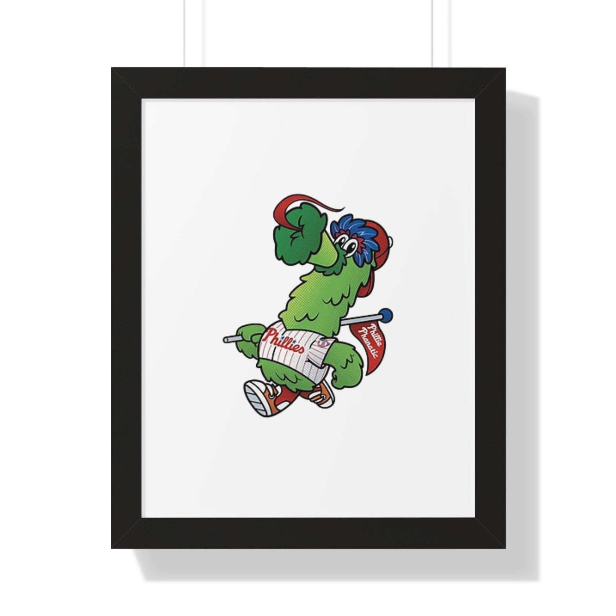 Philly fans Framed Poster — Playful Green Mascot Illustration (Vertical)