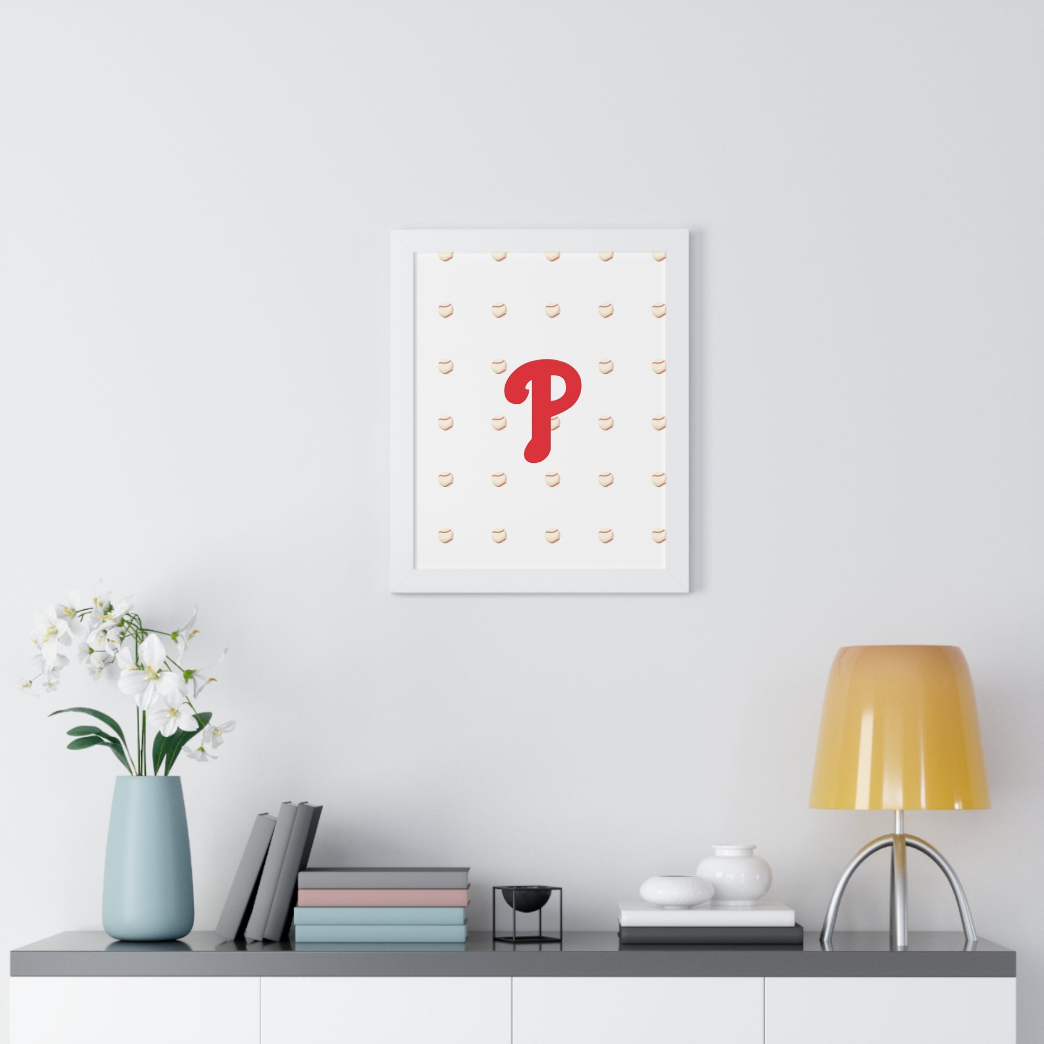 Philadelphia Phils  Framed Poster — Minimalist Red 'P' Wall Art