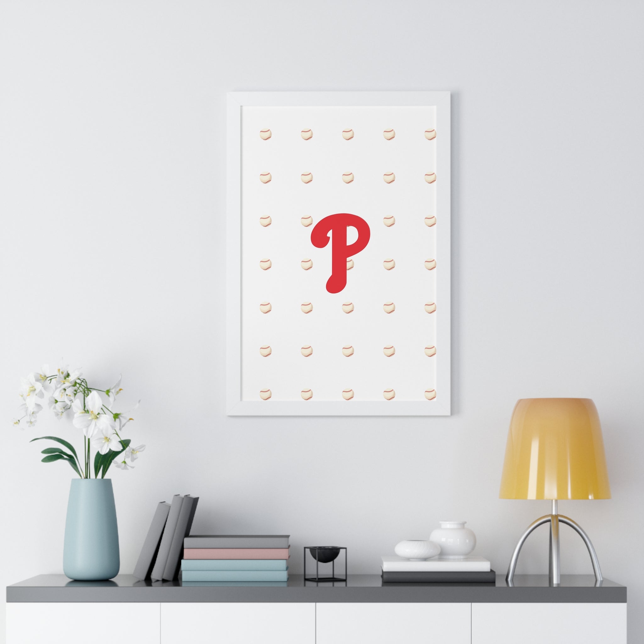 Philadelphia Phils  Framed Poster — Minimalist Red 'P' Wall Art