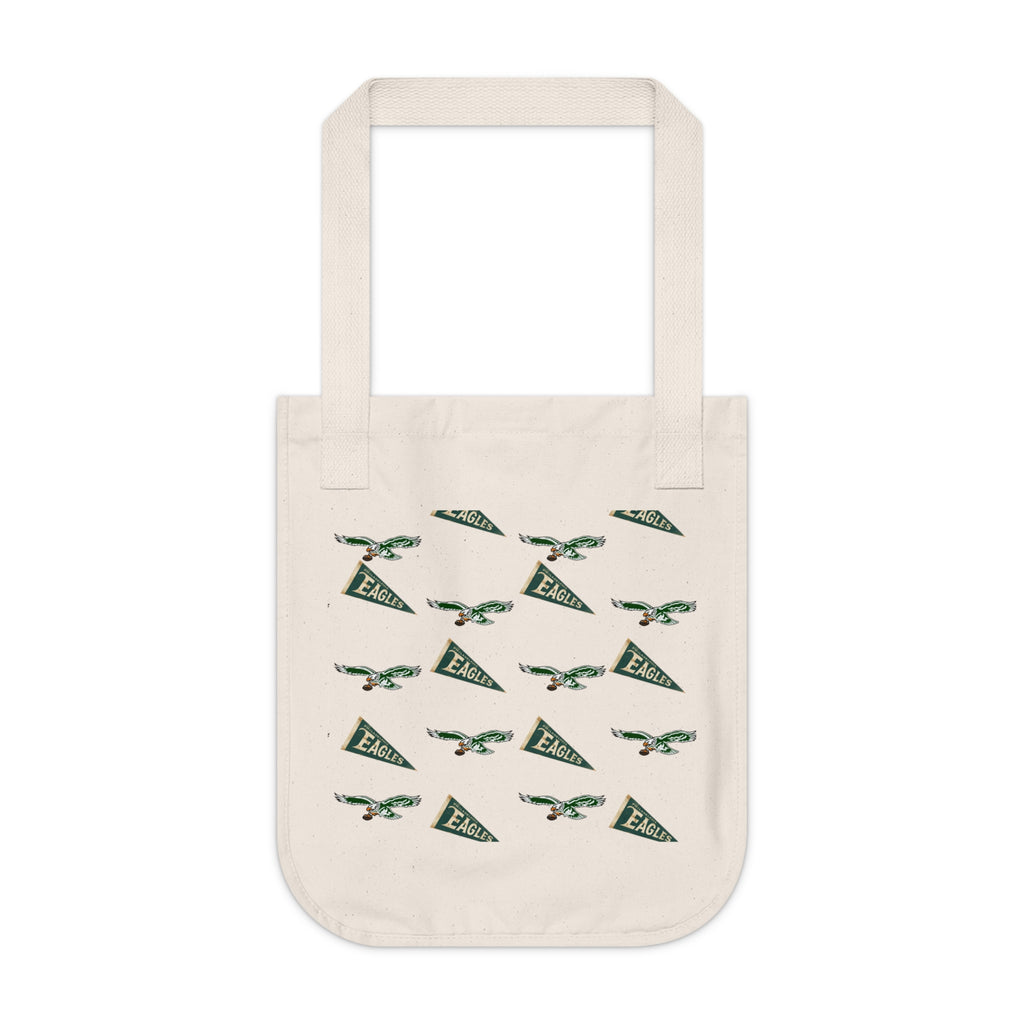 Philadelphia Birds Eco Canvas Tote — Vintage Green Pennant & Eagle Pattern