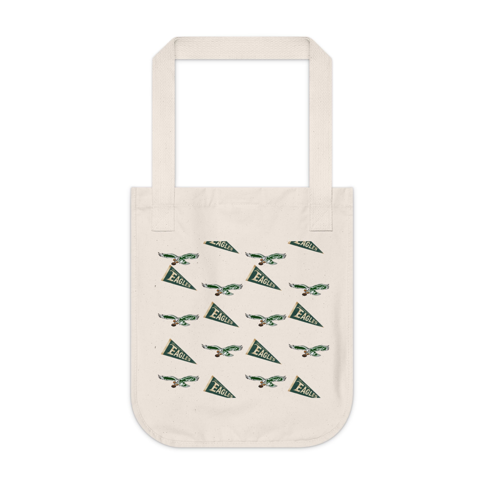 Philadelphia Birds Eco Canvas Tote — Vintage Green Pennant & Eagle Pattern