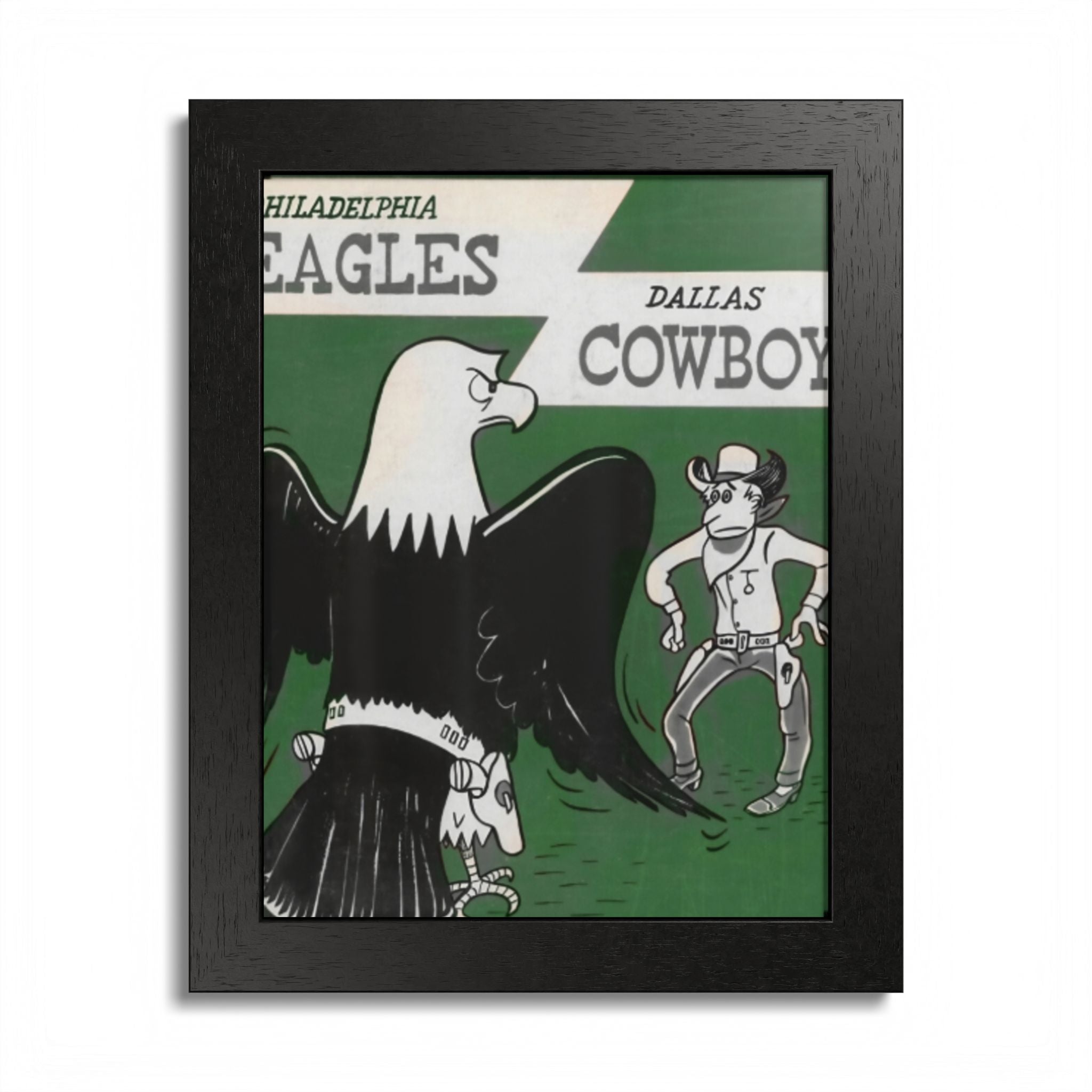 Vintage Eagles Dallas Framed Poster — Vintage Philadelphia Eagles vs Dallas Cowboys Game Art