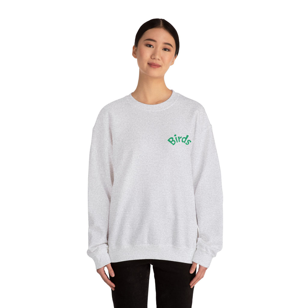 Birds Crewneck Sweatshirt — Minimal Green Chest Logo