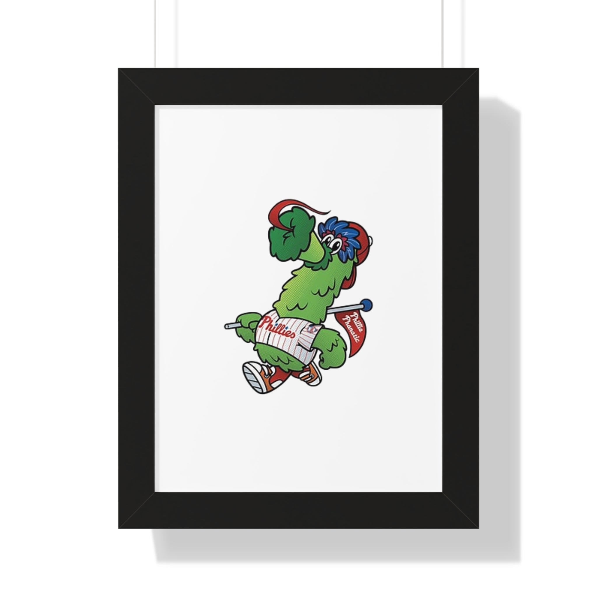 Philly fans Framed Poster — Playful Green Mascot Illustration (Vertical)